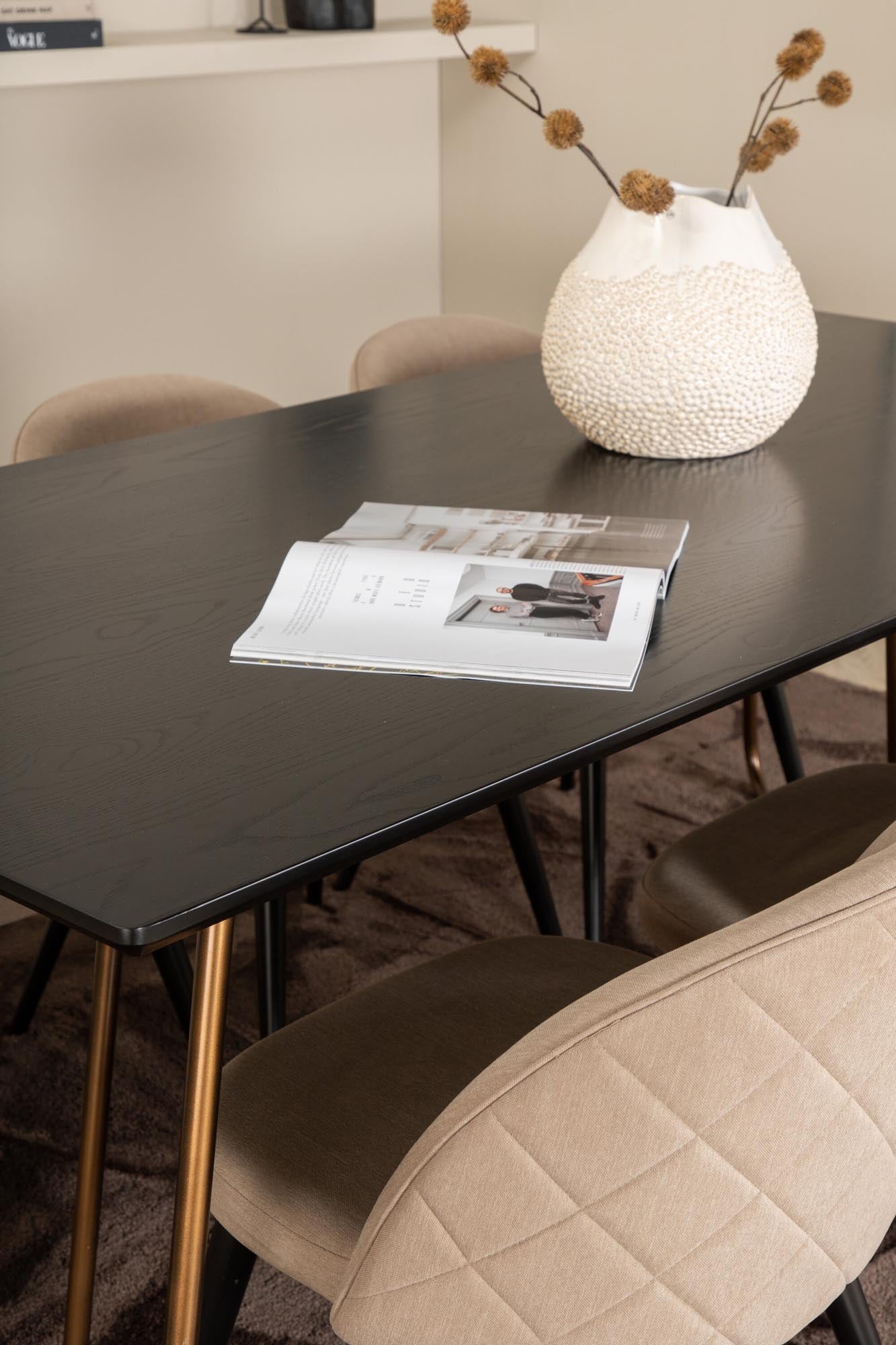 Petra Esszimmerset + Velvet 190cm/6St. in Schwarz / Kufper präsentiert im Onlineshop von KAQTU Design AG. Esszimmerset ist von Venture Home