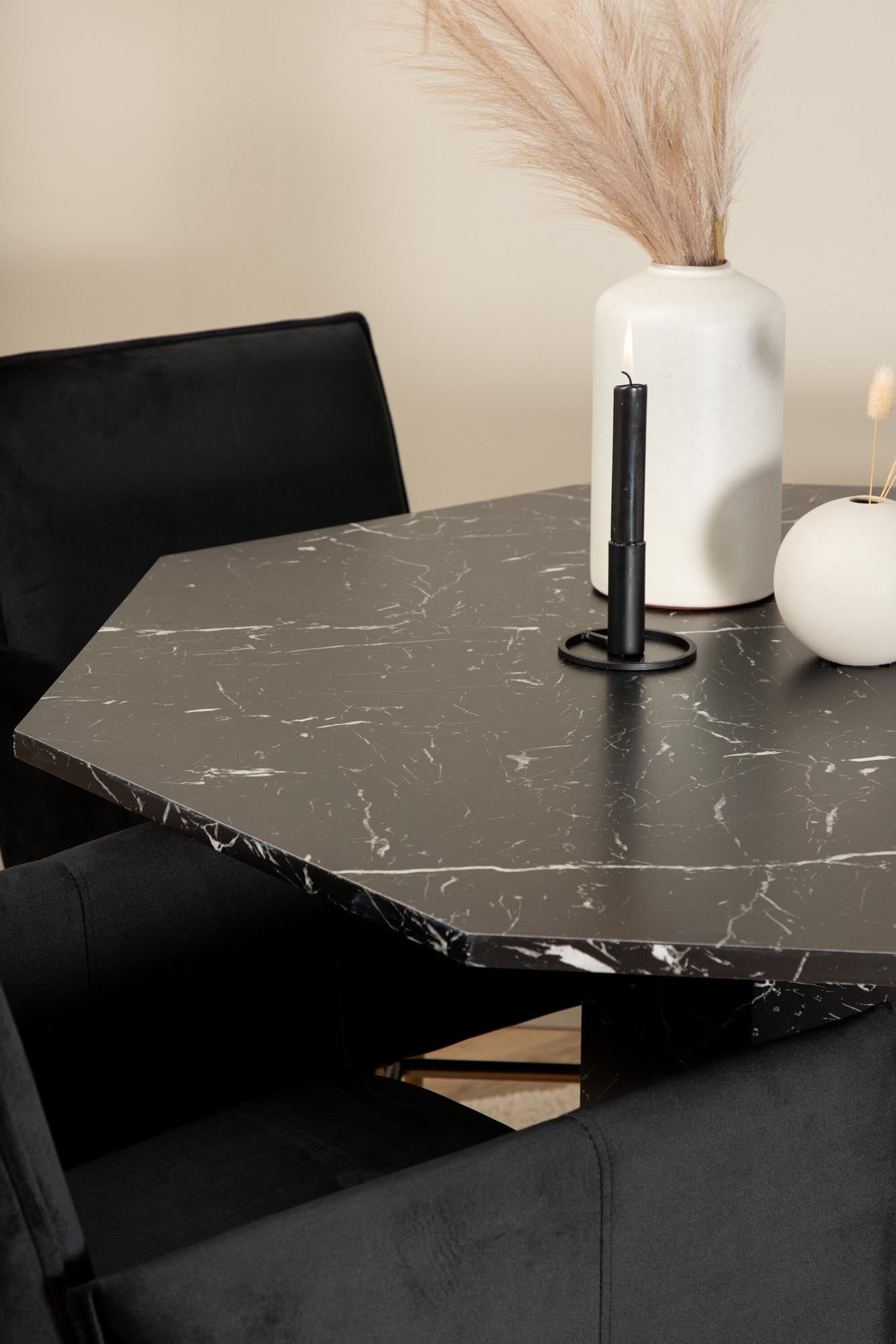 Marbs Esszimmerset + Petra ⌀110cm/4St. in Schwarz, Kupfer präsentiert im Onlineshop von KAQTU Design AG. Esszimmerset ist von Venture Home