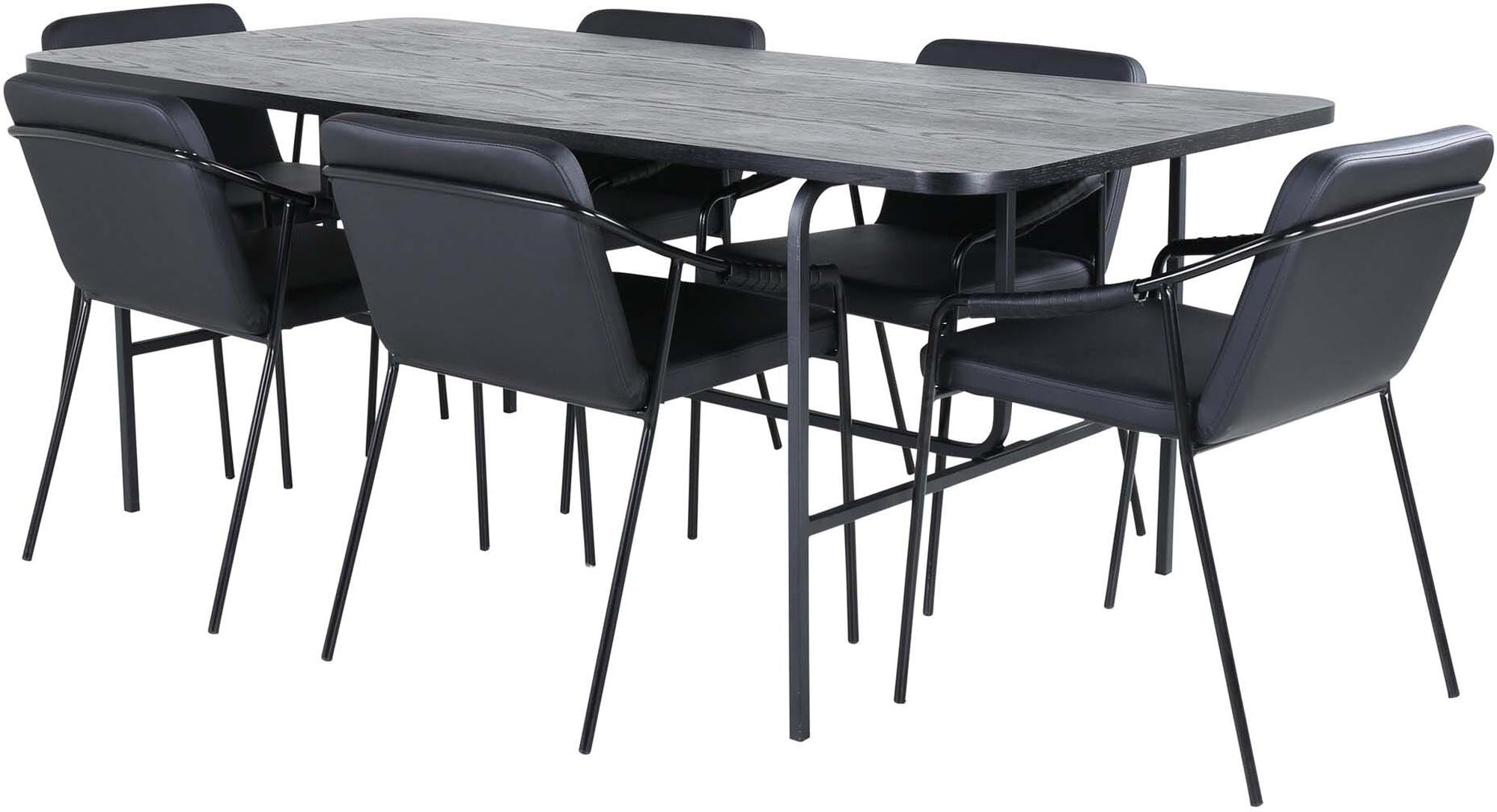 Uno Esszimmerset + Tvist 200cm/6St. in Schwarz präsentiert im Onlineshop von KAQTU Design AG. Esszimmerset ist von Venture Home