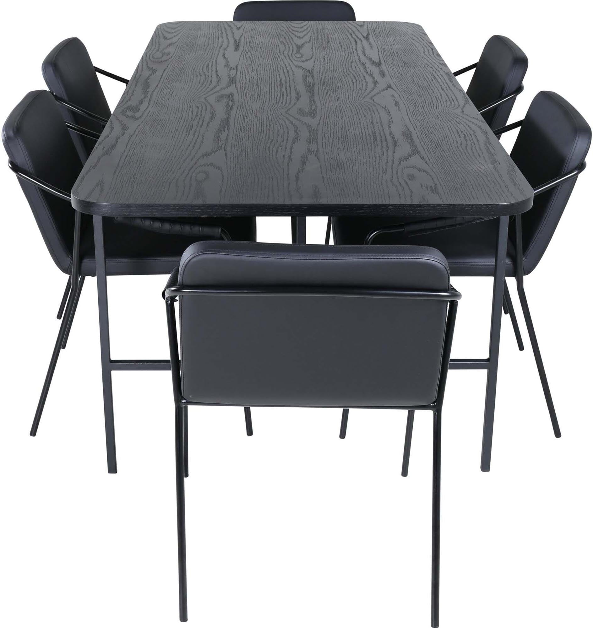 Uno Esszimmerset + Tvist 200cm/6St. in Schwarz präsentiert im Onlineshop von KAQTU Design AG. Esszimmerset ist von Venture Home