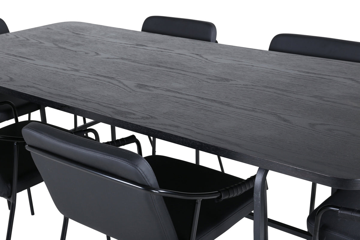 Uno Esszimmerset + Tvist 200cm/6St. in Schwarz präsentiert im Onlineshop von KAQTU Design AG. Esszimmerset ist von Venture Home