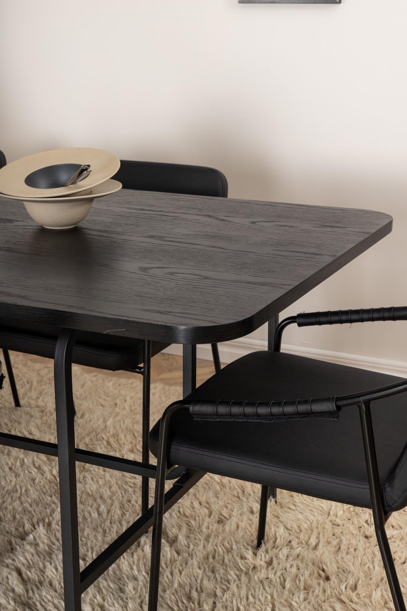 Uno Esszimmerset + Tvist 200cm/6St. in Schwarz präsentiert im Onlineshop von KAQTU Design AG. Esszimmerset ist von Venture Home