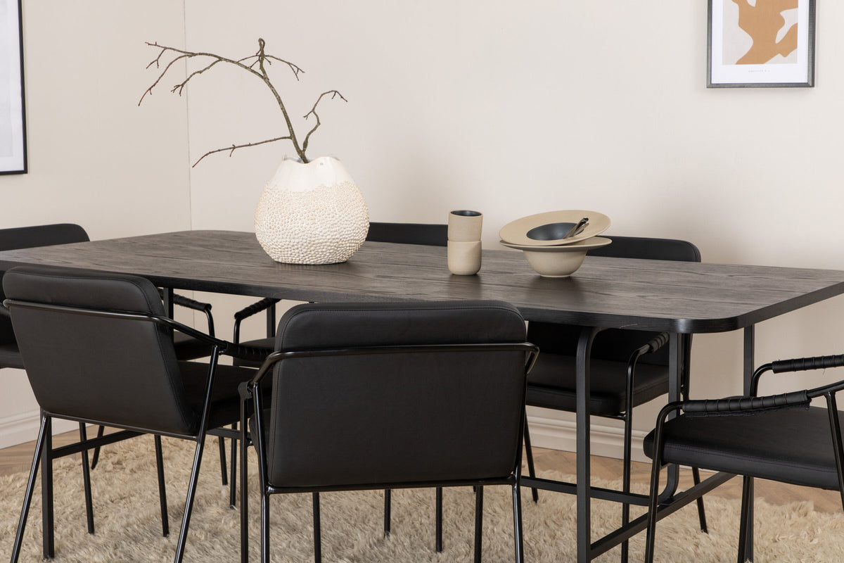 Uno Esszimmerset + Tvist 200cm/6St. in Schwarz präsentiert im Onlineshop von KAQTU Design AG. Esszimmerset ist von Venture Home