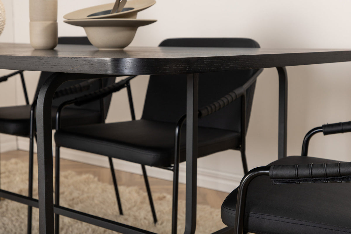 Uno Esszimmerset + Tvist 200cm/6St. in Schwarz präsentiert im Onlineshop von KAQTU Design AG. Esszimmerset ist von Venture Home