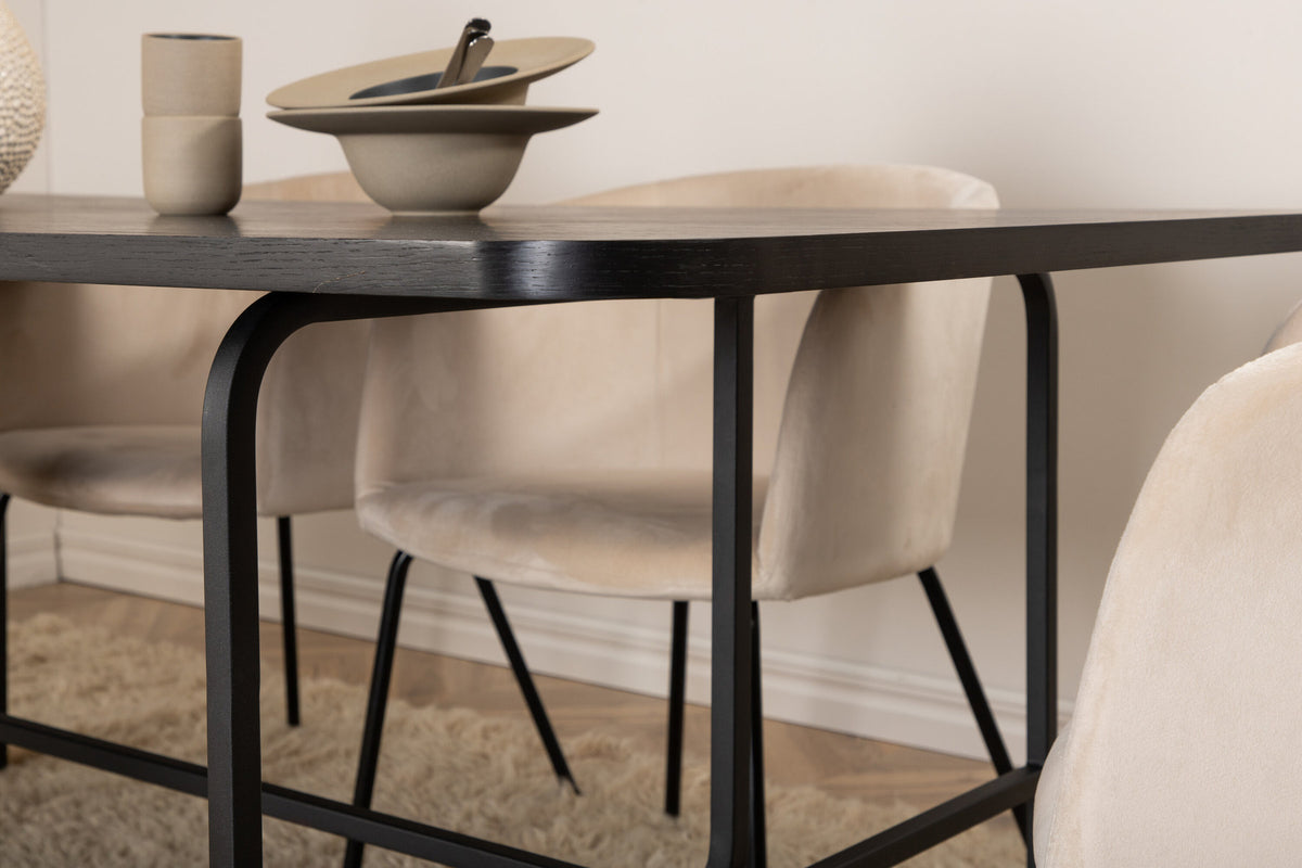Uno Esszimmerset + Berit 200cm/6St. in Braun / Beige / Schwarz präsentiert im Onlineshop von KAQTU Design AG. Esszimmerset ist von Venture Home