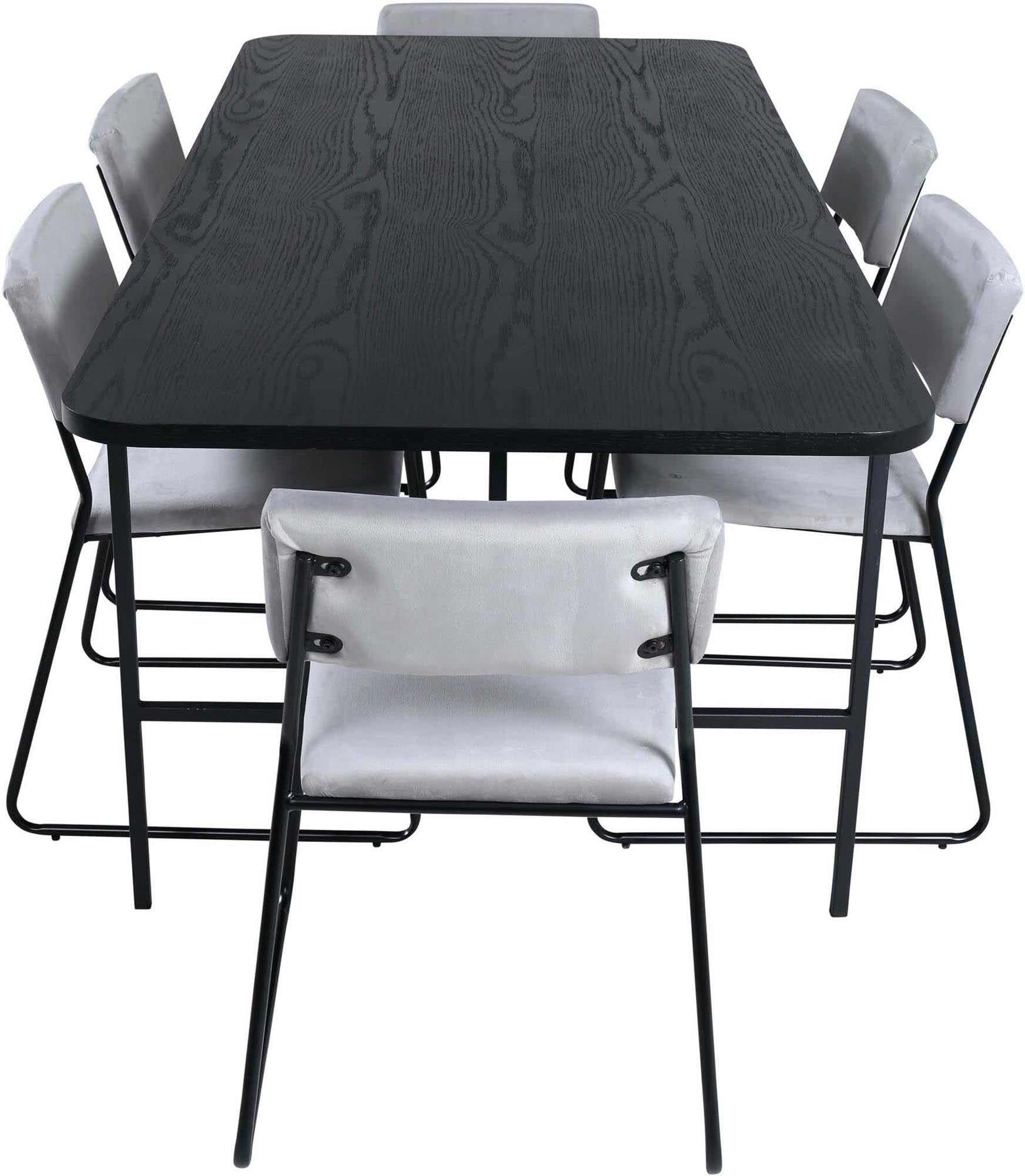 Uno Esszimmerset + Kenth 200cm/6St. in Schwarz / Grau präsentiert im Onlineshop von KAQTU Design AG. Esszimmerset ist von Venture Home