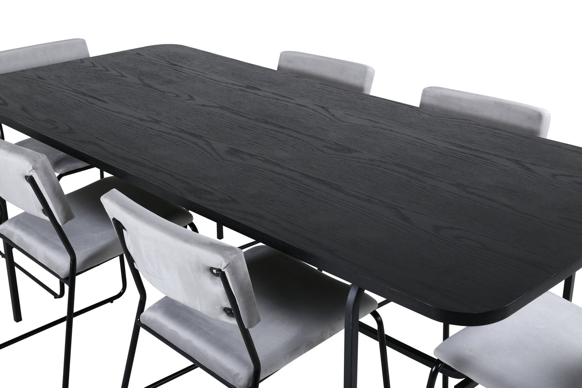 Uno Esszimmerset + Kenth 200cm/6St. in Schwarz / Grau präsentiert im Onlineshop von KAQTU Design AG. Esszimmerset ist von Venture Home