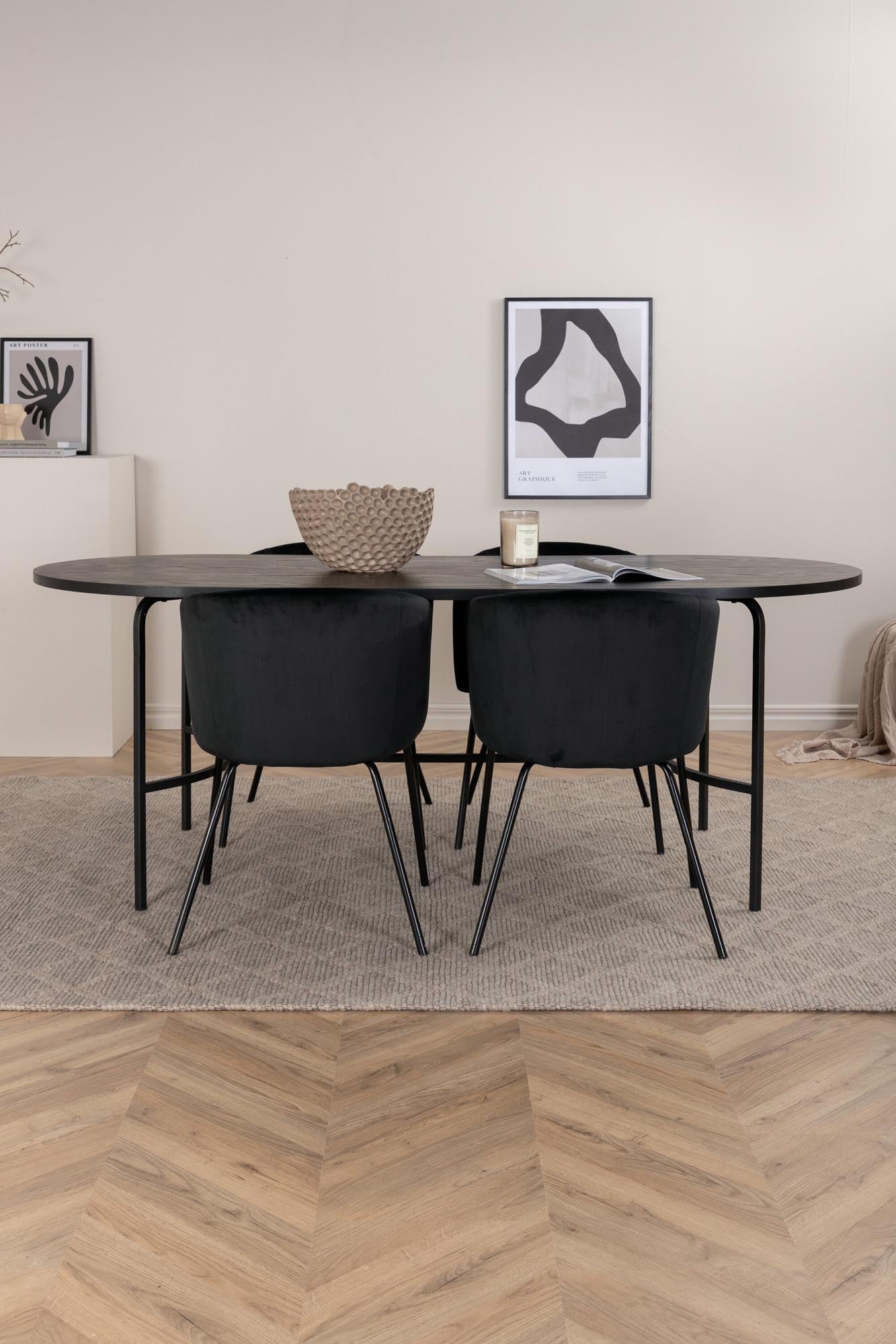 Skate Esszimmerset + Berit 200cm/4St. in Schwarz präsentiert im Onlineshop von KAQTU Design AG. Esszimmerset ist von Venture Home