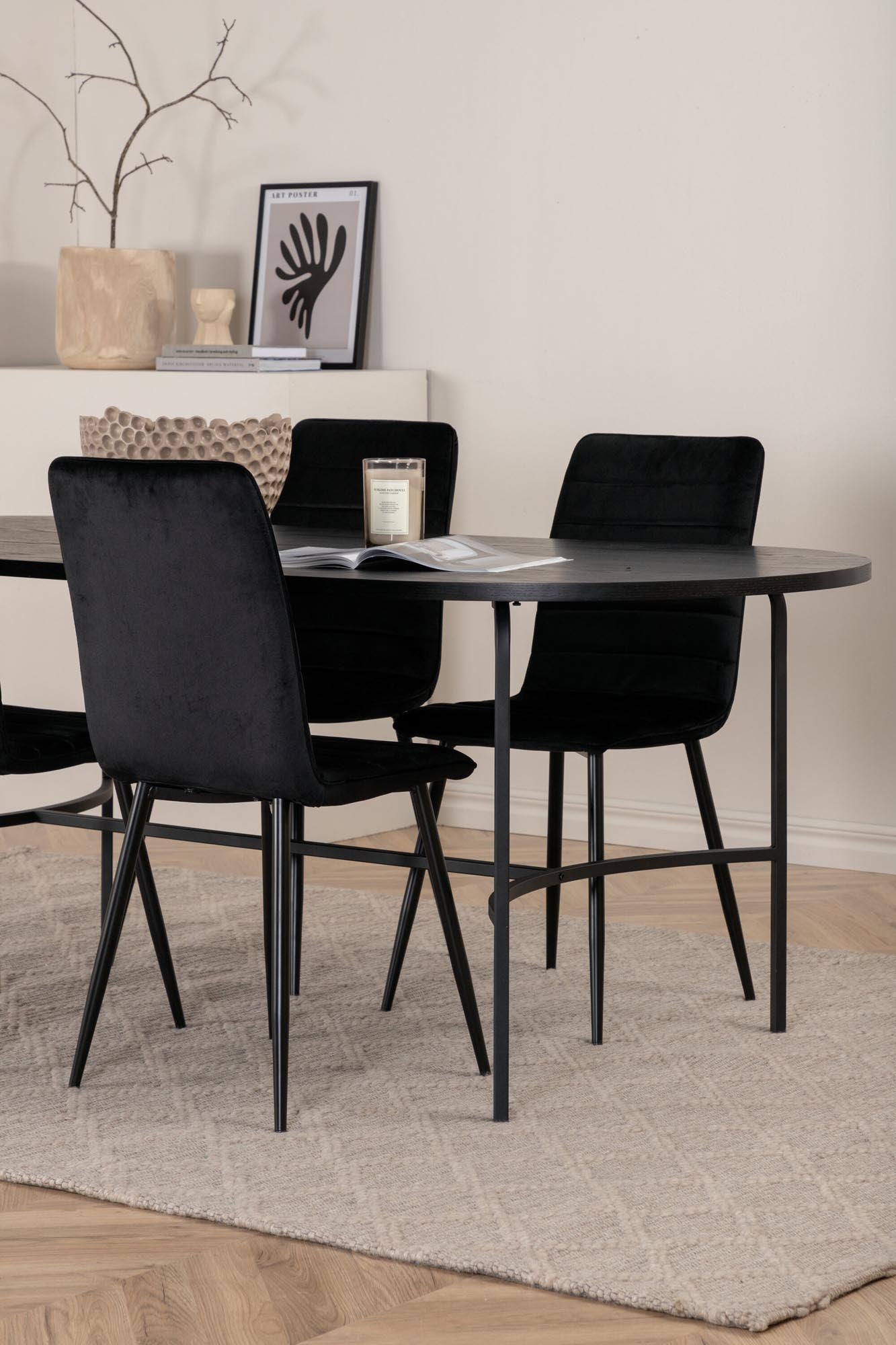 Skate Esszimmerset + Windu 200cm/4St. in Schwarz präsentiert im Onlineshop von KAQTU Design AG. Esszimmerset ist von Venture Home