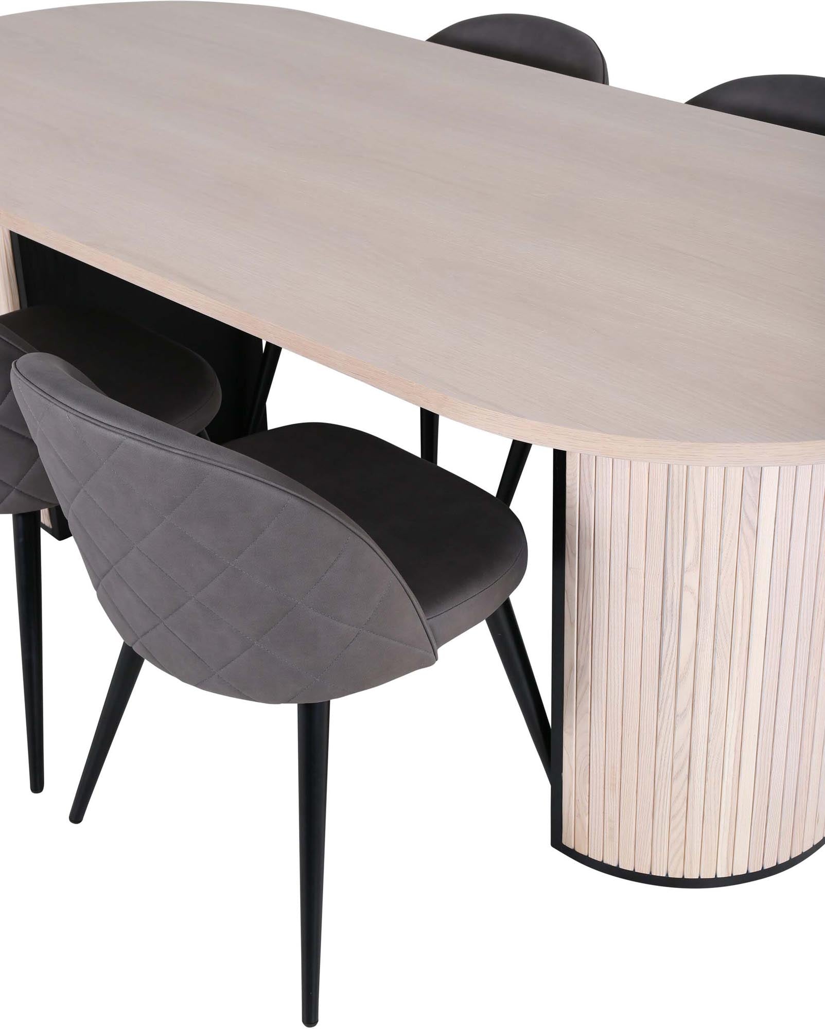 Stilvolles Bianca Set: 200cm Tisch & 4 edle Samtstühle von Venture Home.