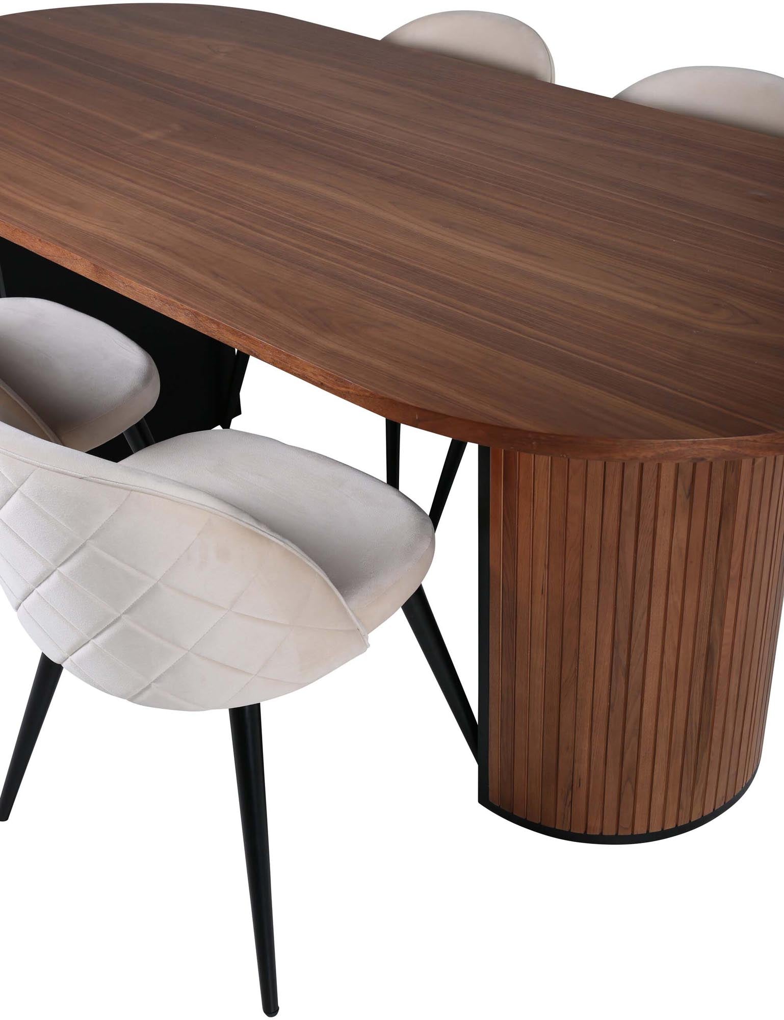 Bianca Esszimmerset + Velvet 200cm/4St. in Walnuss / Schwarz präsentiert im Onlineshop von KAQTU Design AG. Esszimmerset ist von Venture Home