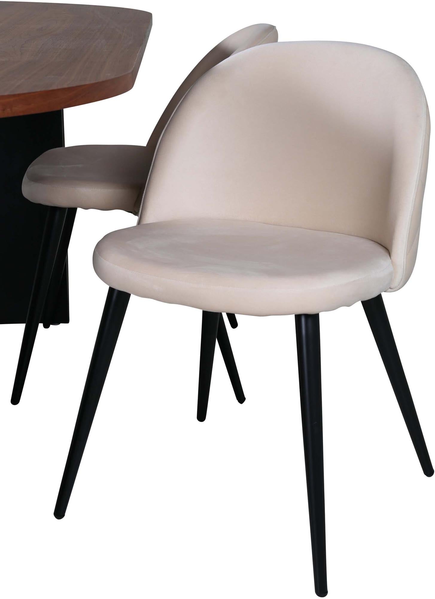 Bianca Esszimmerset + Velvet 200cm/4St. in Walnuss / Schwarz präsentiert im Onlineshop von KAQTU Design AG. Esszimmerset ist von Venture Home