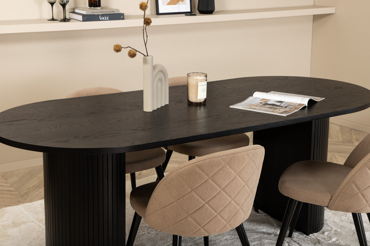 Bianca Esszimmerset + Velvet 200cm/4St. in Schwarz / Beige präsentiert im Onlineshop von KAQTU Design AG. Esszimmerset ist von Venture Home