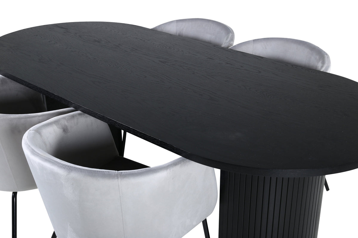 Bianca Esszimmerset + Berit 200cm/4St. in Schwarz präsentiert im Onlineshop von KAQTU Design AG. Esszimmerset ist von Venture Home