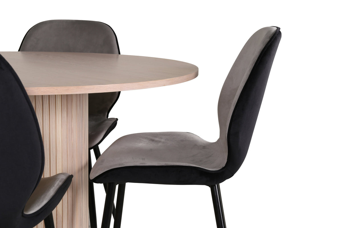 Bianca Esszimmerset + Emma ⌀110cm/4St. in Schwarzgrau präsentiert im Onlineshop von KAQTU Design AG. Esszimmerset ist von Venture Home