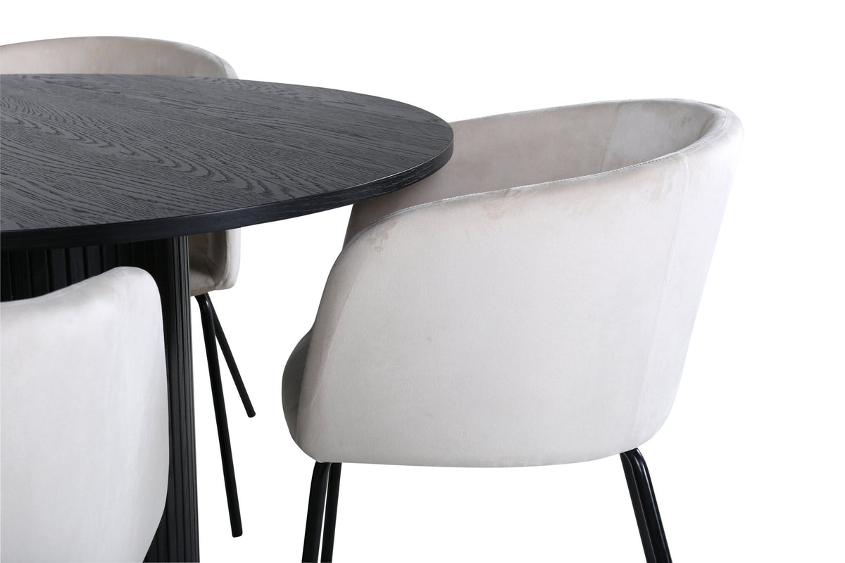 Bianca Esszimmerset + Berit ⌀110cm/4St. in Schwarz / Beige präsentiert im Onlineshop von KAQTU Design AG. Esszimmerset ist von Venture Home