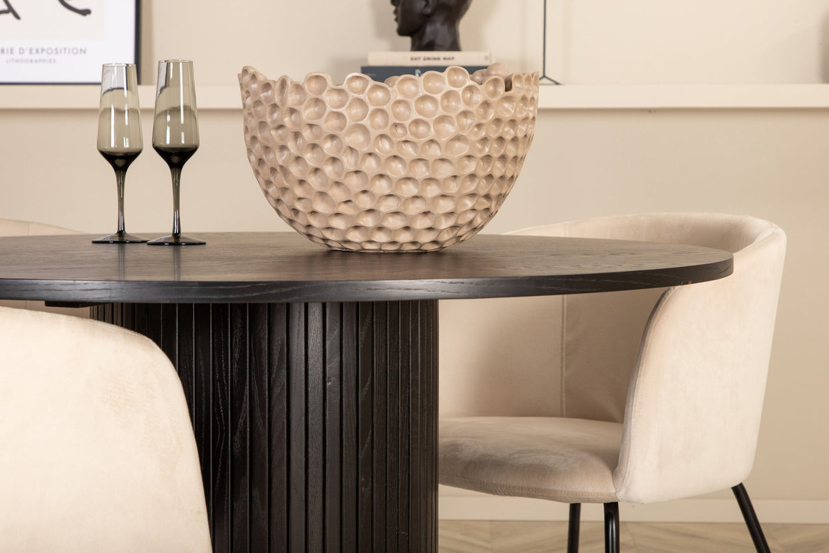 Bianca Esszimmerset + Berit ⌀110cm/4St. in Schwarz / Beige präsentiert im Onlineshop von KAQTU Design AG. Esszimmerset ist von Venture Home