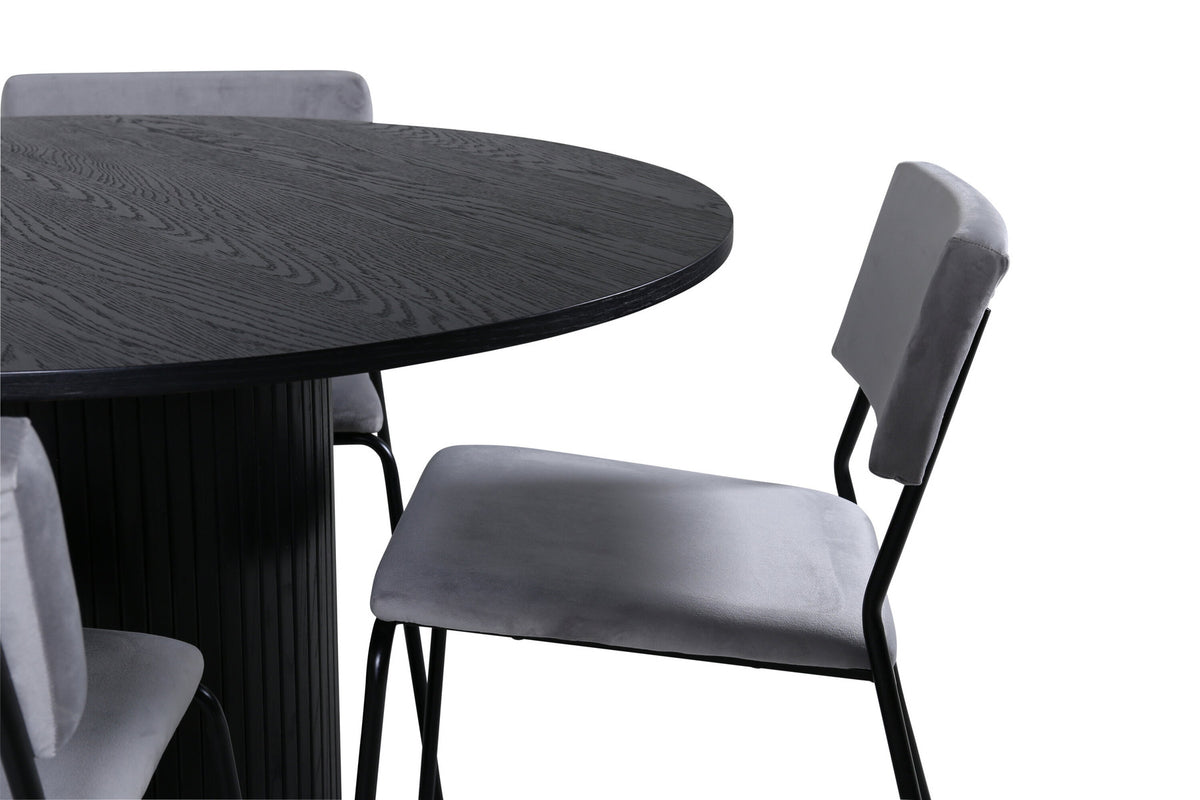 Bianca Esszimmerset + Kenth ⌀110cm/4St. in Schwarz präsentiert im Onlineshop von KAQTU Design AG. Esszimmerset ist von Venture Home