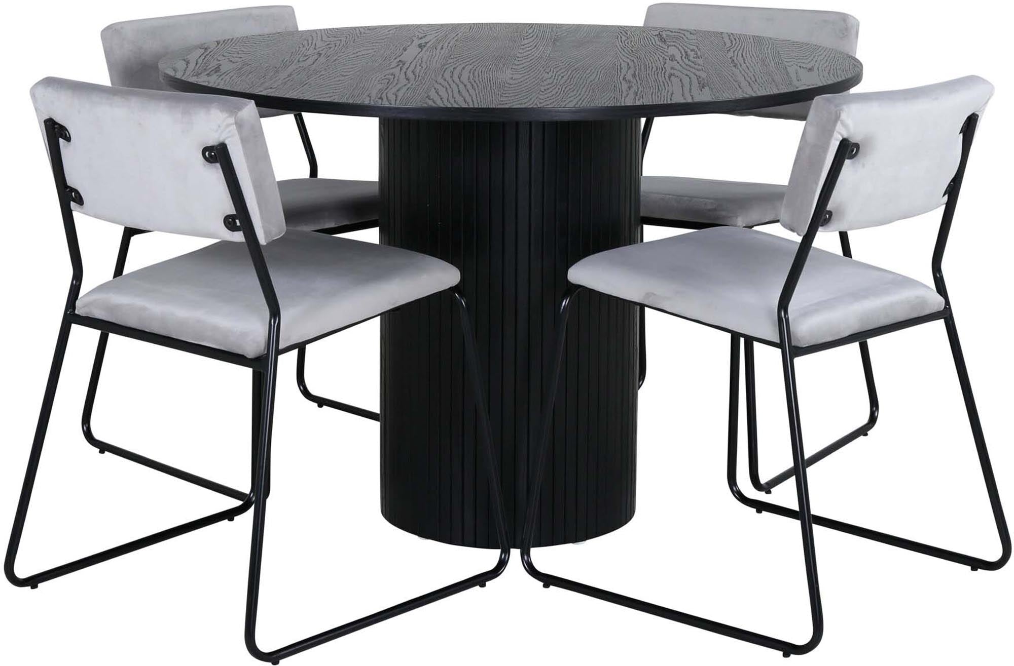 Bianca Esszimmerset + Kenth ⌀110cm/4St. in Schwarz präsentiert im Onlineshop von KAQTU Design AG. Esszimmerset ist von Venture Home