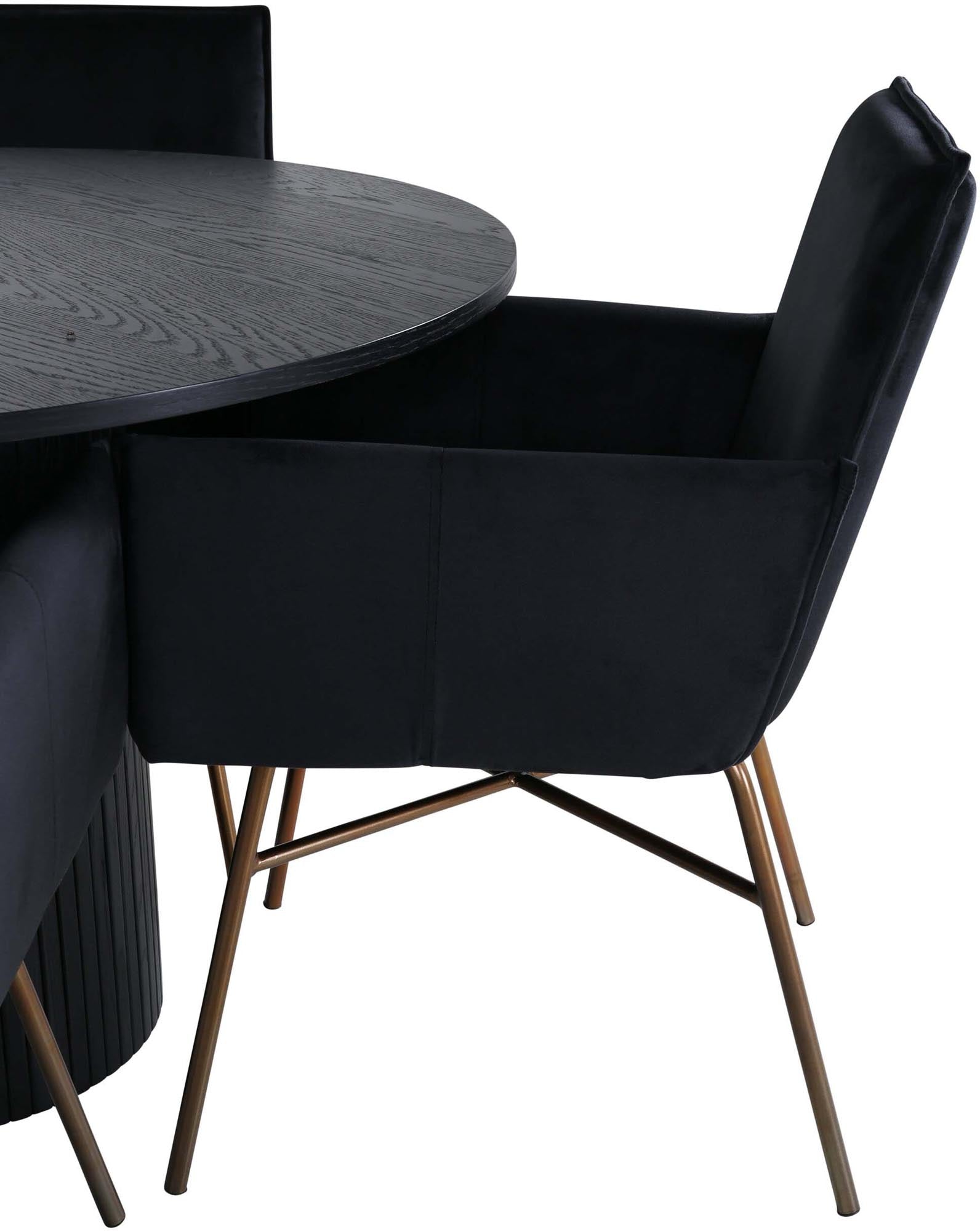Bianca Esszimmerset + Petra ⌀110cm/4St. in Schwarz, Kupfer präsentiert im Onlineshop von KAQTU Design AG. Esszimmerset ist von Venture Home