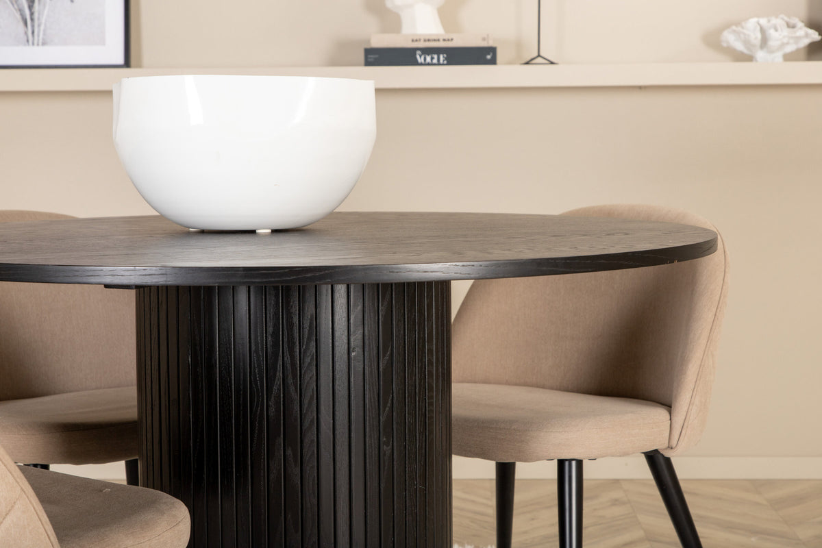 Bianca Esszimmerset + Velvet ⌀110cm/4St. in Beige, Schwarz präsentiert im Onlineshop von KAQTU Design AG. Esszimmerset ist von Venture Home