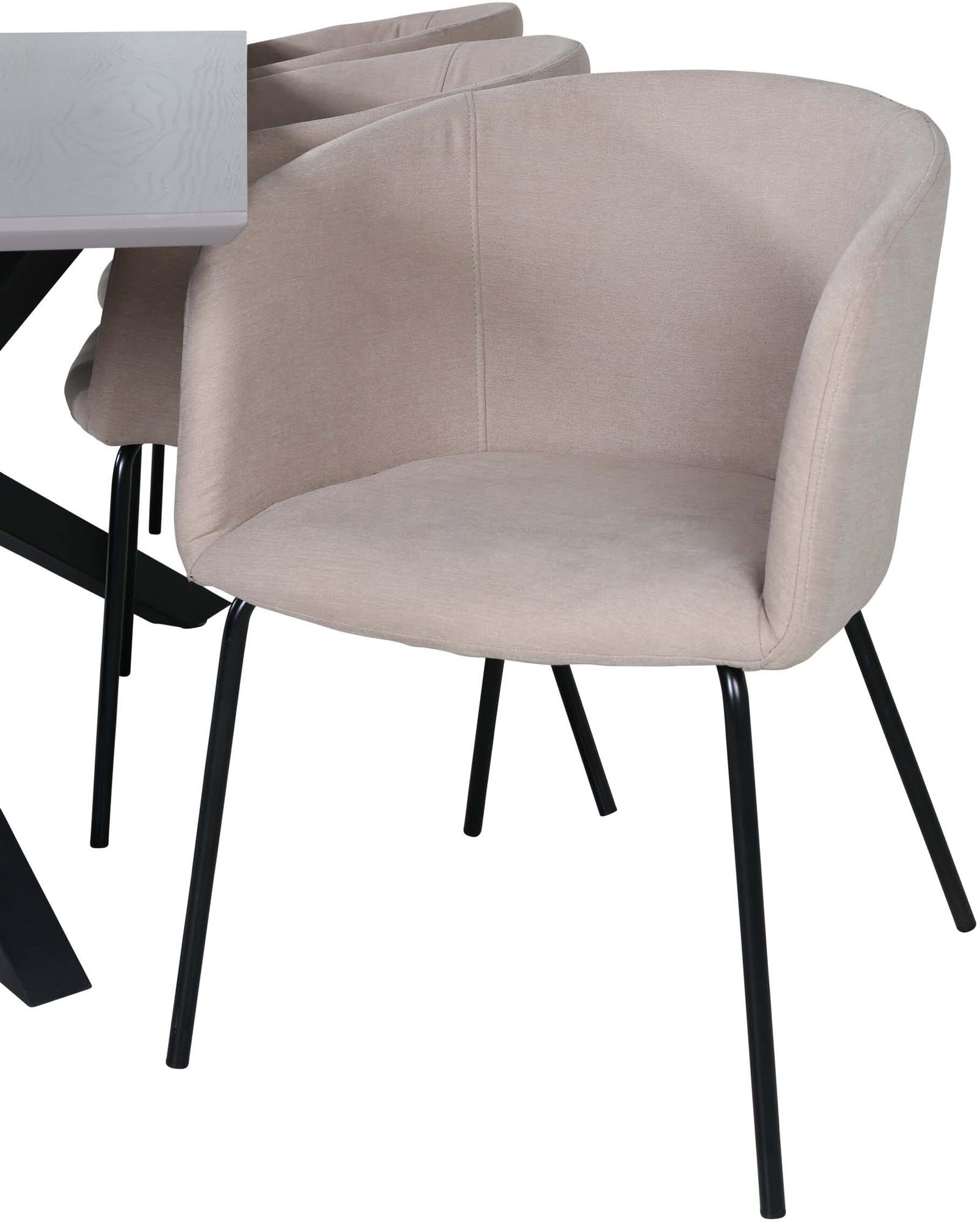 Piazza Esszimmerset + Berit 180cm/6St. in Grau / Beige präsentiert im Onlineshop von KAQTU Design AG. Esszimmerset ist von Venture Home