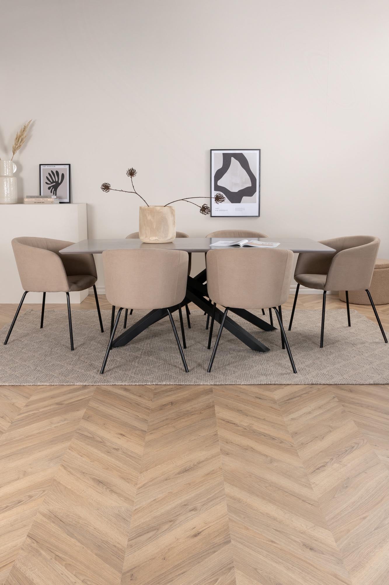 Piazza Esszimmerset + Berit 180cm/6St. in Grau / Beige präsentiert im Onlineshop von KAQTU Design AG. Esszimmerset ist von Venture Home