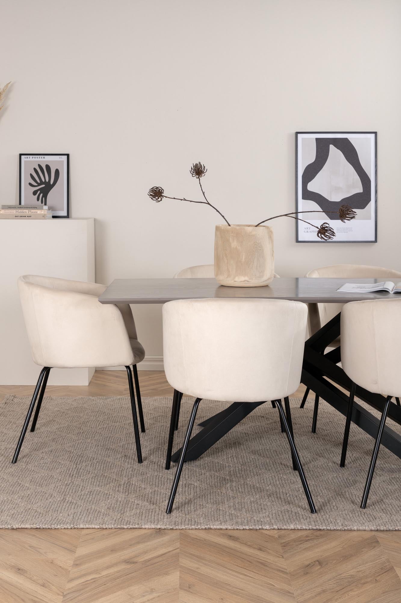 Piazza Esszimmerset + Berit 180cm/6St. in Grau / Beige präsentiert im Onlineshop von KAQTU Design AG. Esszimmerset ist von Venture Home