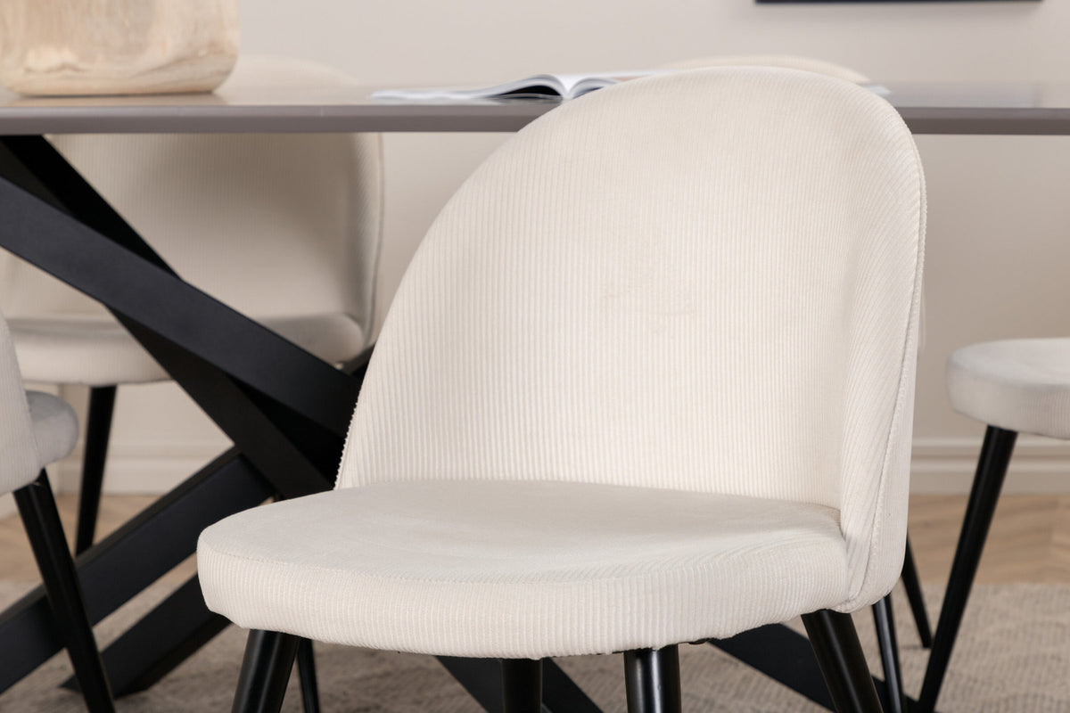 Piazza Esszimmerset + Velvet 180cm/6St. in Grau / Schwarz / Weiss präsentiert im Onlineshop von KAQTU Design AG. Esszimmerset ist von Venture Home