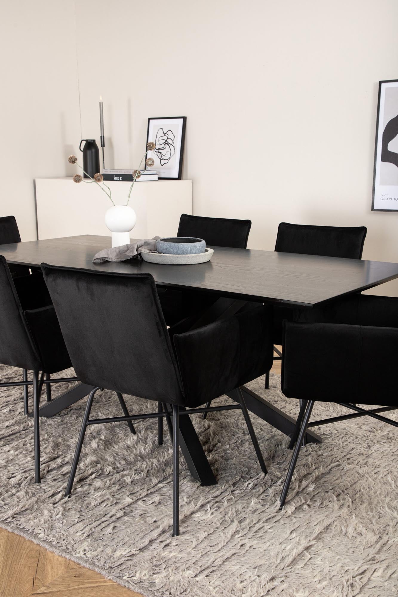 Piazza Esszimmerset + Petra 180cm/6St. in Schwarz präsentiert im Onlineshop von KAQTU Design AG. Esszimmerset ist von Venture Home