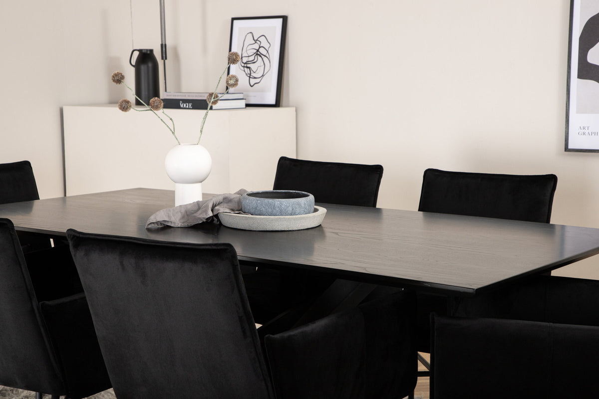 Piazza Esszimmerset + Petra 180cm/6St. in Schwarz präsentiert im Onlineshop von KAQTU Design AG. Esszimmerset ist von Venture Home