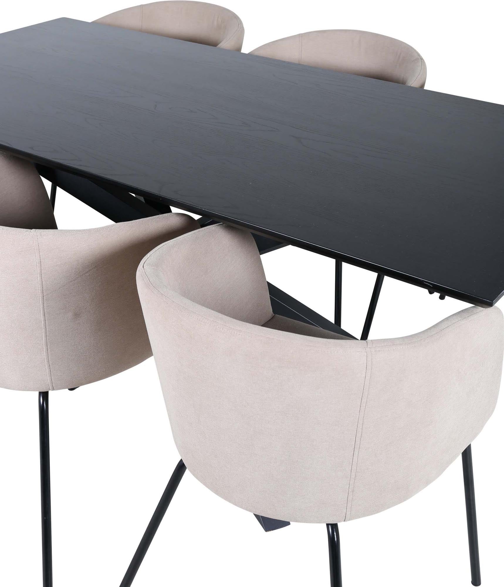 Piazza Esszimmerset + Berit 180cm/6St. in Beige, Schwarz präsentiert im Onlineshop von KAQTU Design AG. Esszimmerset ist von Venture Home