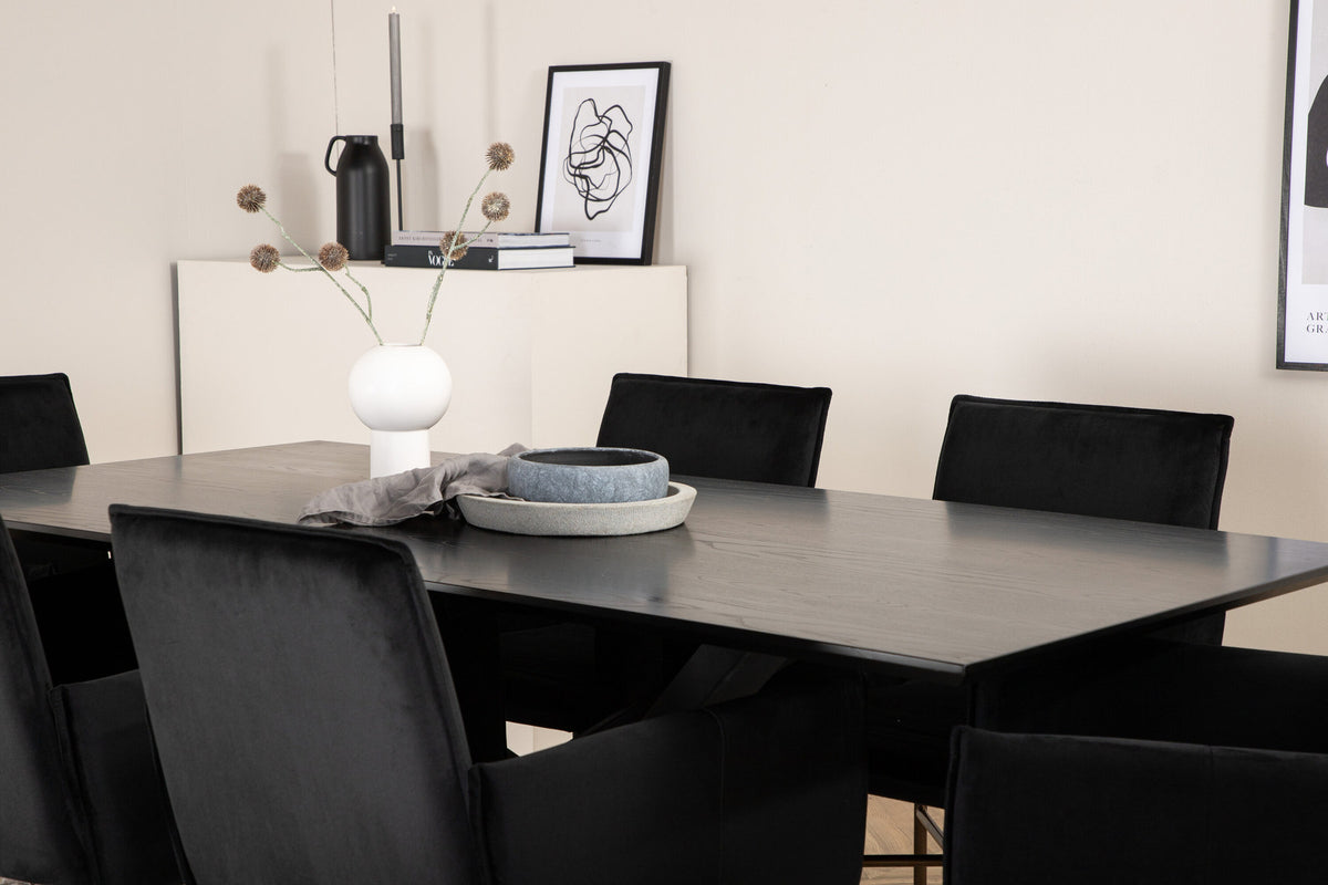 Piazza Esszimmerset + Petra 180cm/6St. in Schwarz / Kupfer präsentiert im Onlineshop von KAQTU Design AG. Esszimmerset ist von Venture Home