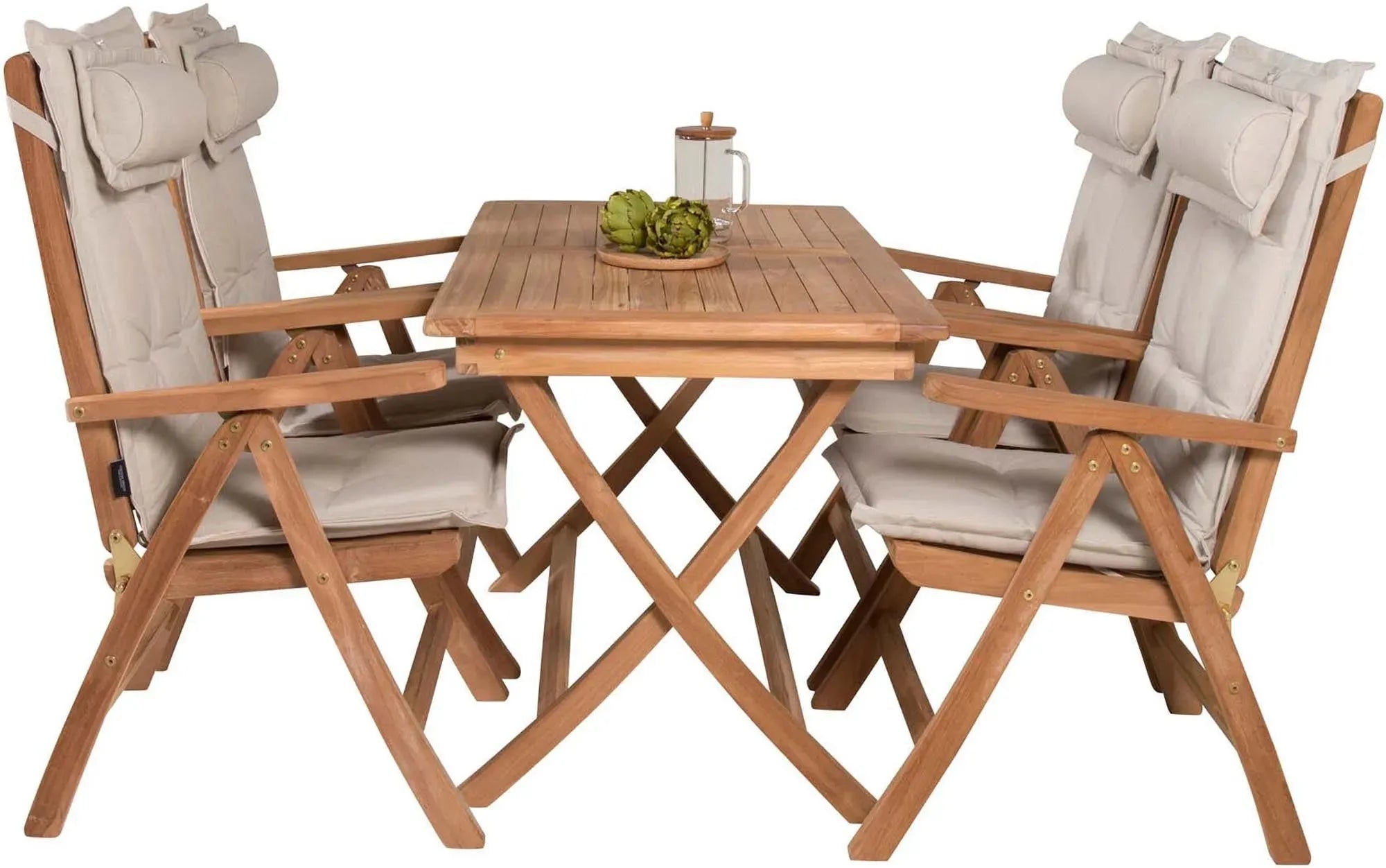 Kenya Tischset 120cm: 4-teilig, ideal für moderne Outdoor-Oasen.