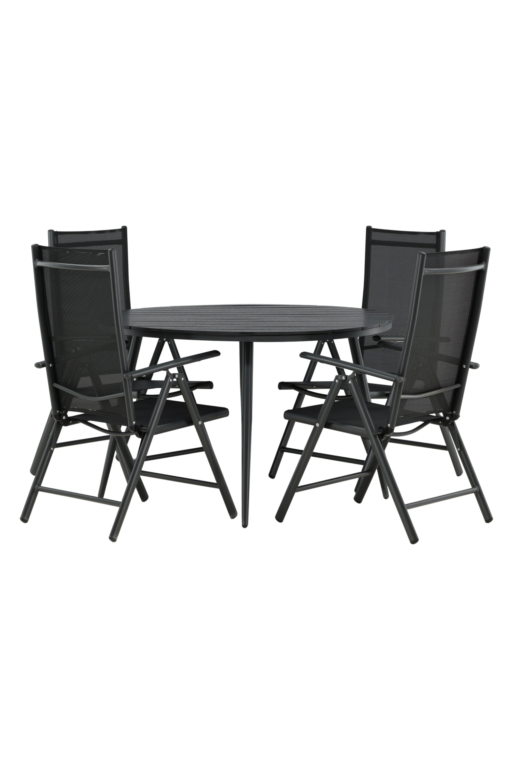 Break Outdoor-Tischset ⌀120cm/4St. in Schwarz präsentiert im Onlineshop von KAQTU Design AG. Gartentischset ist von Venture Home
