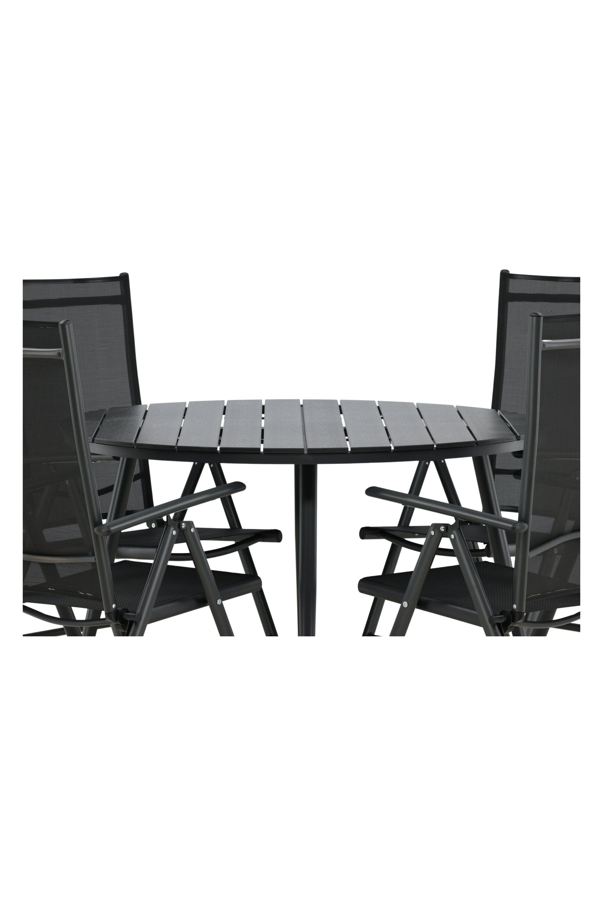 Break Outdoor-Tischset ⌀120cm/4St. in Schwarz präsentiert im Onlineshop von KAQTU Design AG. Gartentischset ist von Venture Home