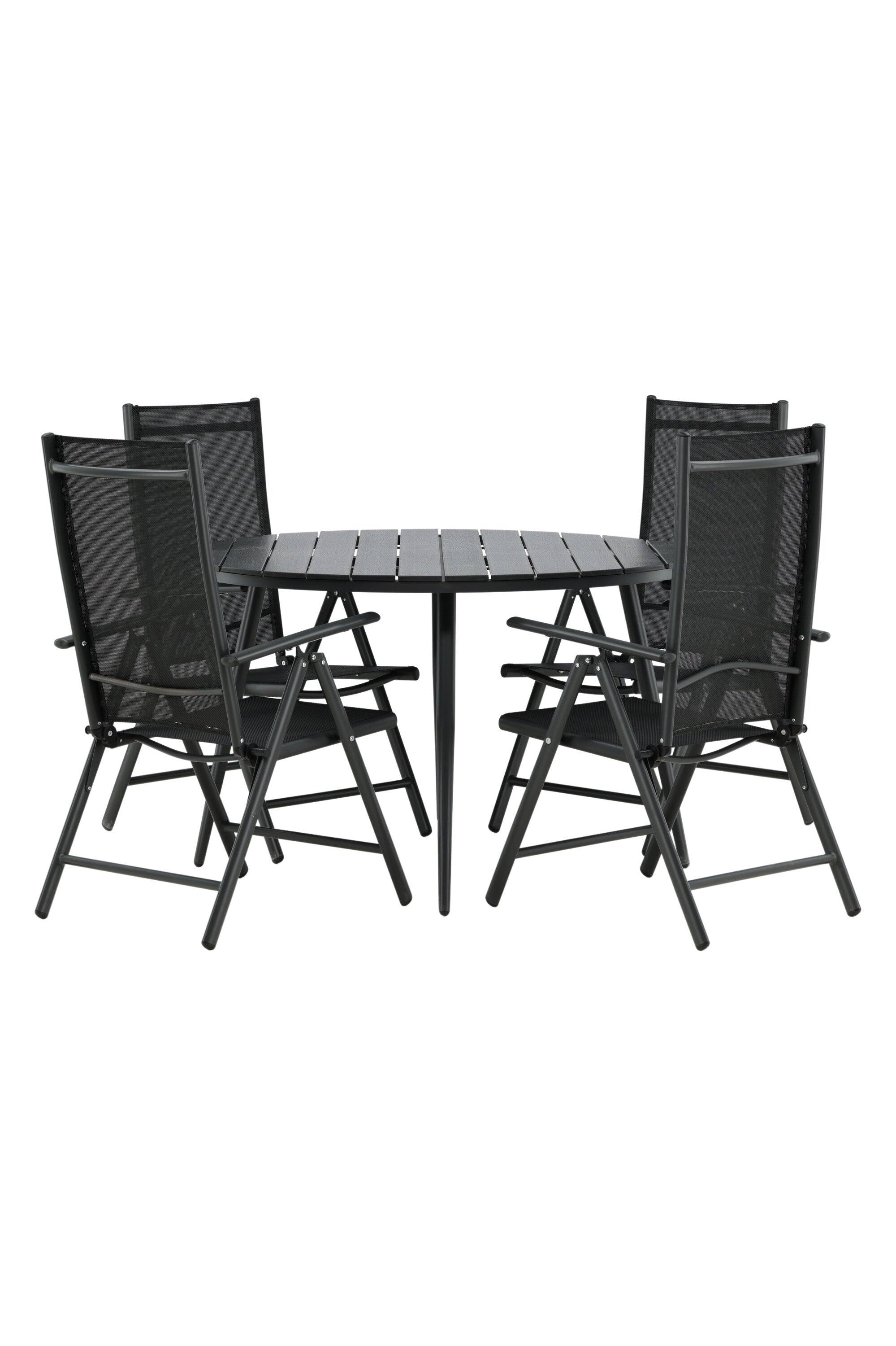 Break Outdoor-Tischset ⌀120cm/4St. in Schwarz präsentiert im Onlineshop von KAQTU Design AG. Gartentischset ist von Venture Home