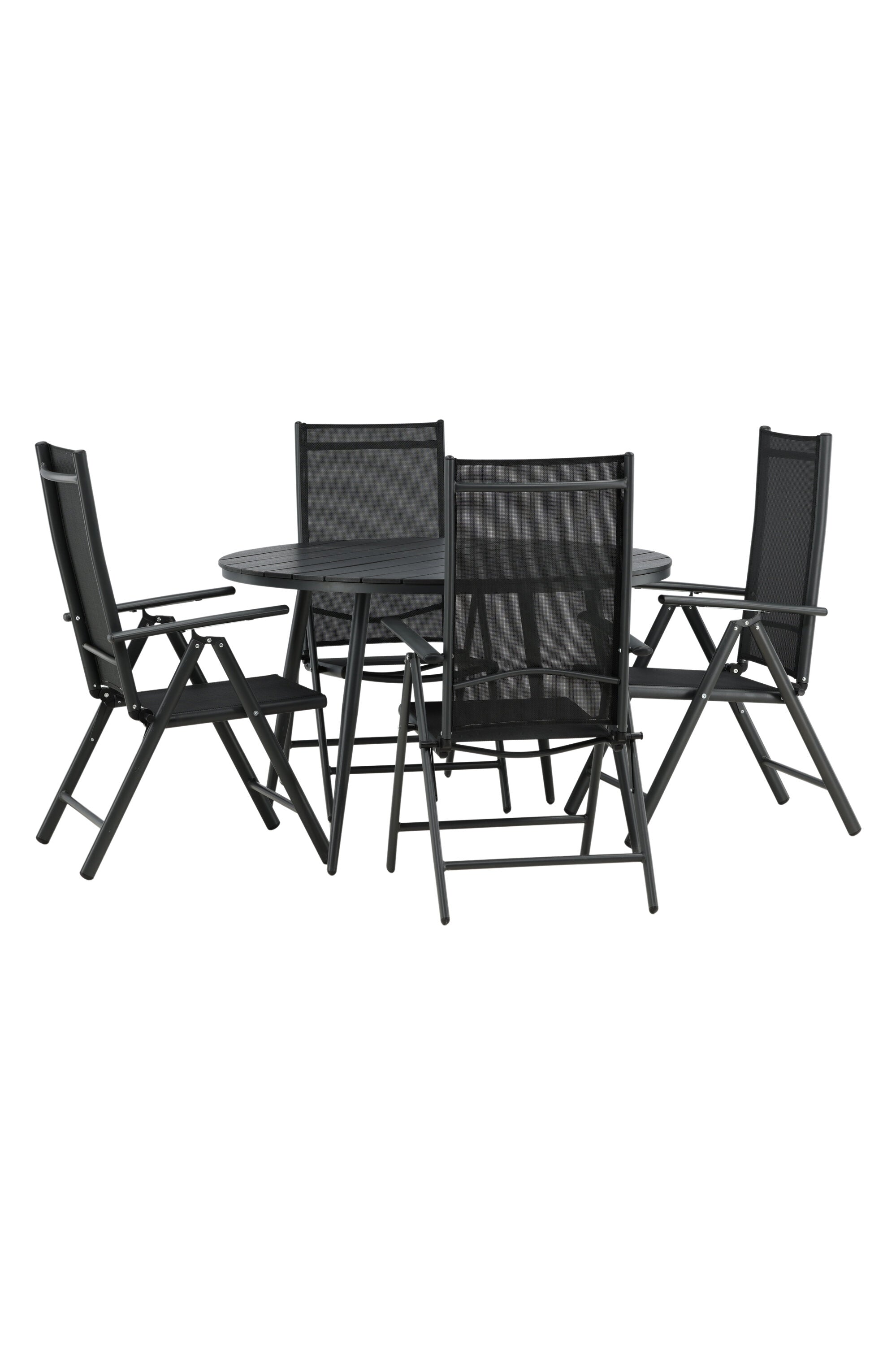 Break Outdoor-Tischset ⌀120cm/4St. in Schwarz präsentiert im Onlineshop von KAQTU Design AG. Gartentischset ist von Venture Home