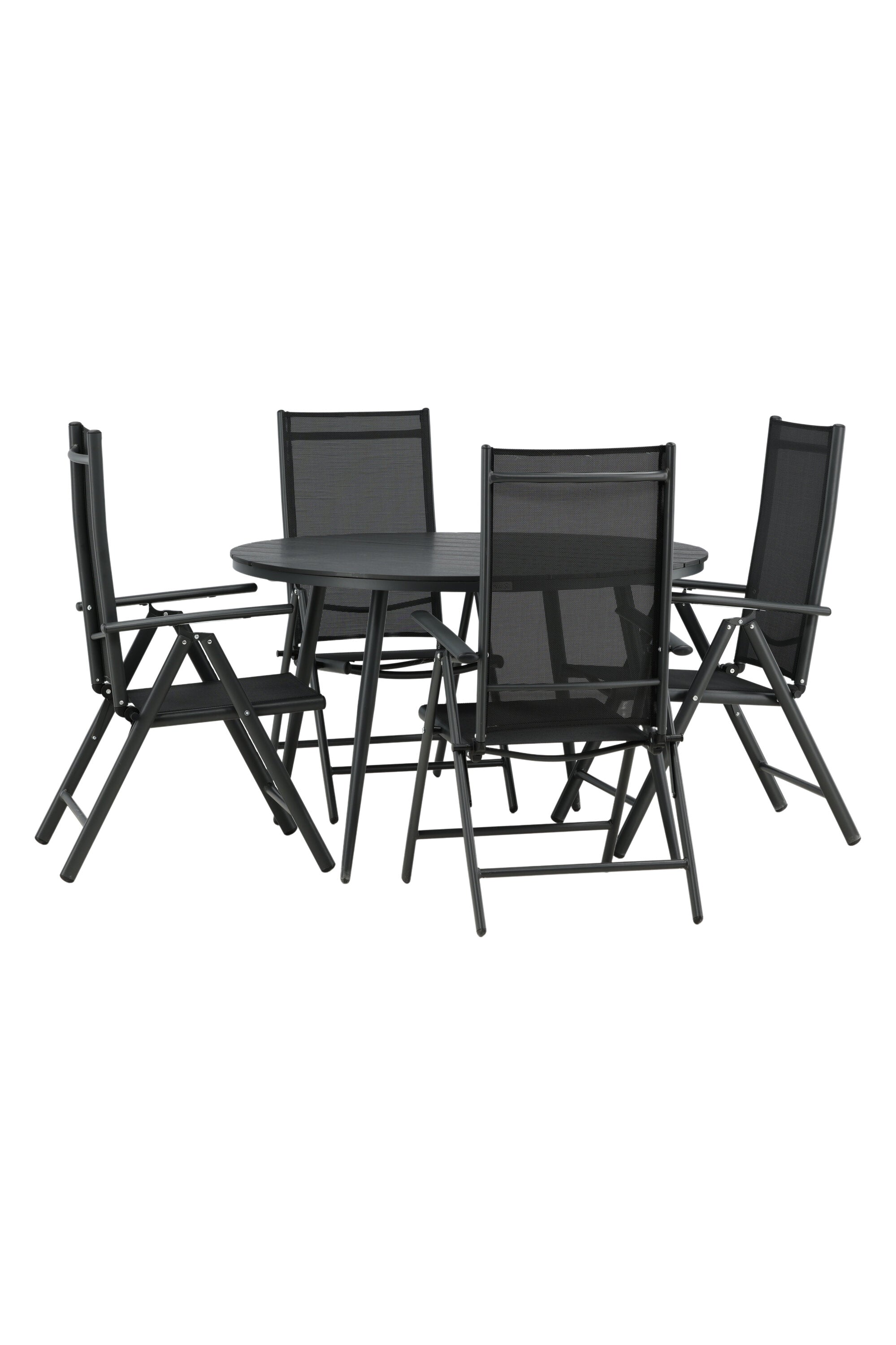 Break Outdoor-Tischset ⌀120cm/4St. in Schwarz präsentiert im Onlineshop von KAQTU Design AG. Gartentischset ist von Venture Home