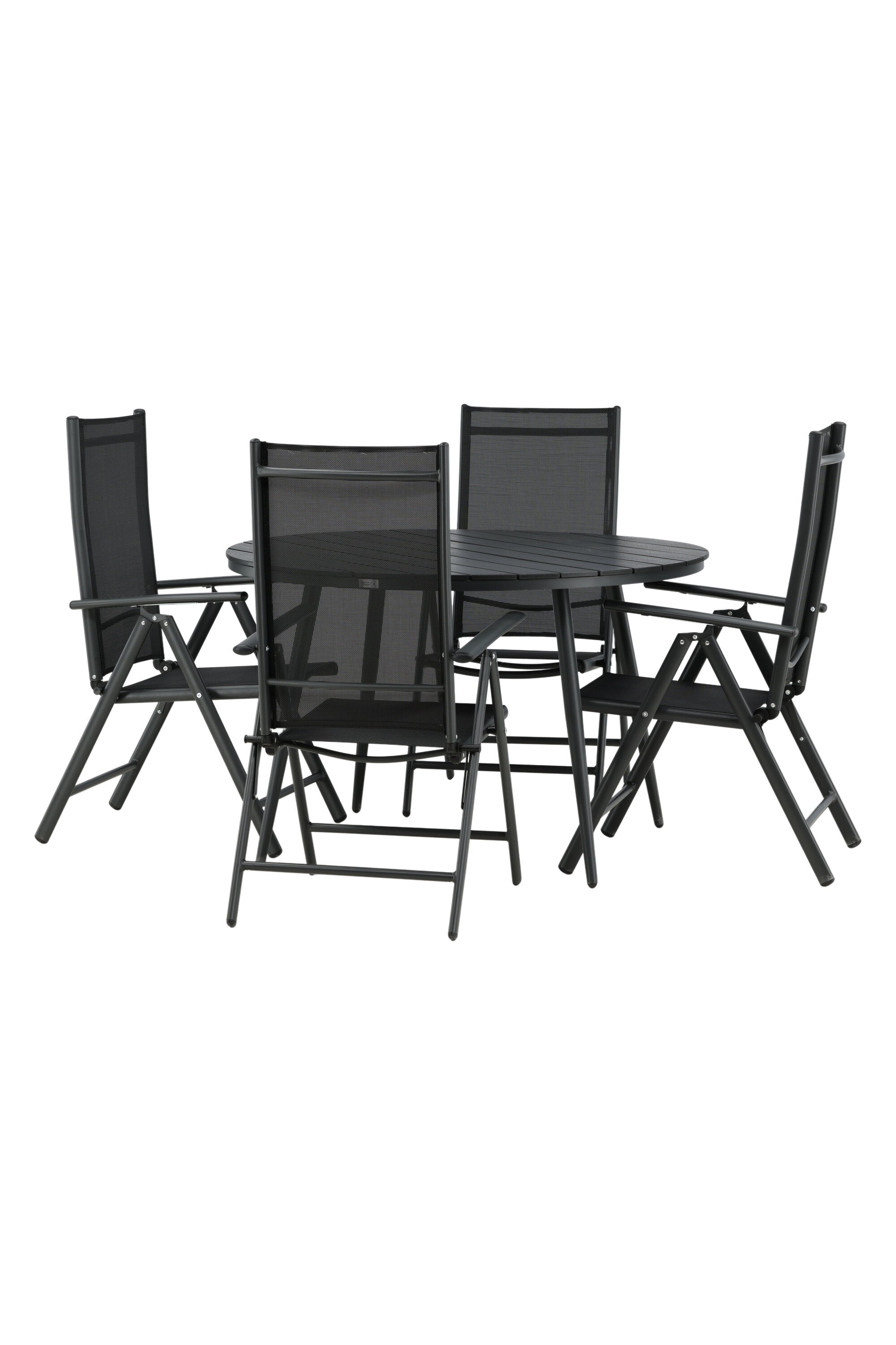 Break Outdoor-Tischset ⌀120cm/4St. in Schwarz präsentiert im Onlineshop von KAQTU Design AG. Gartentischset ist von Venture Home