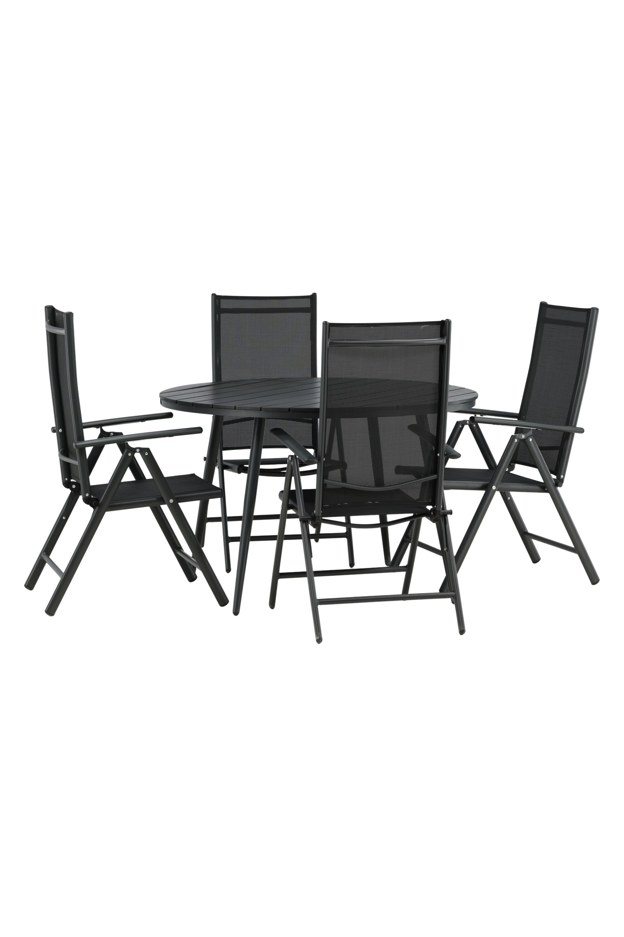 Break Outdoor-Tischset ⌀120cm/4St. in Schwarz präsentiert im Onlineshop von KAQTU Design AG. Gartentischset ist von Venture Home