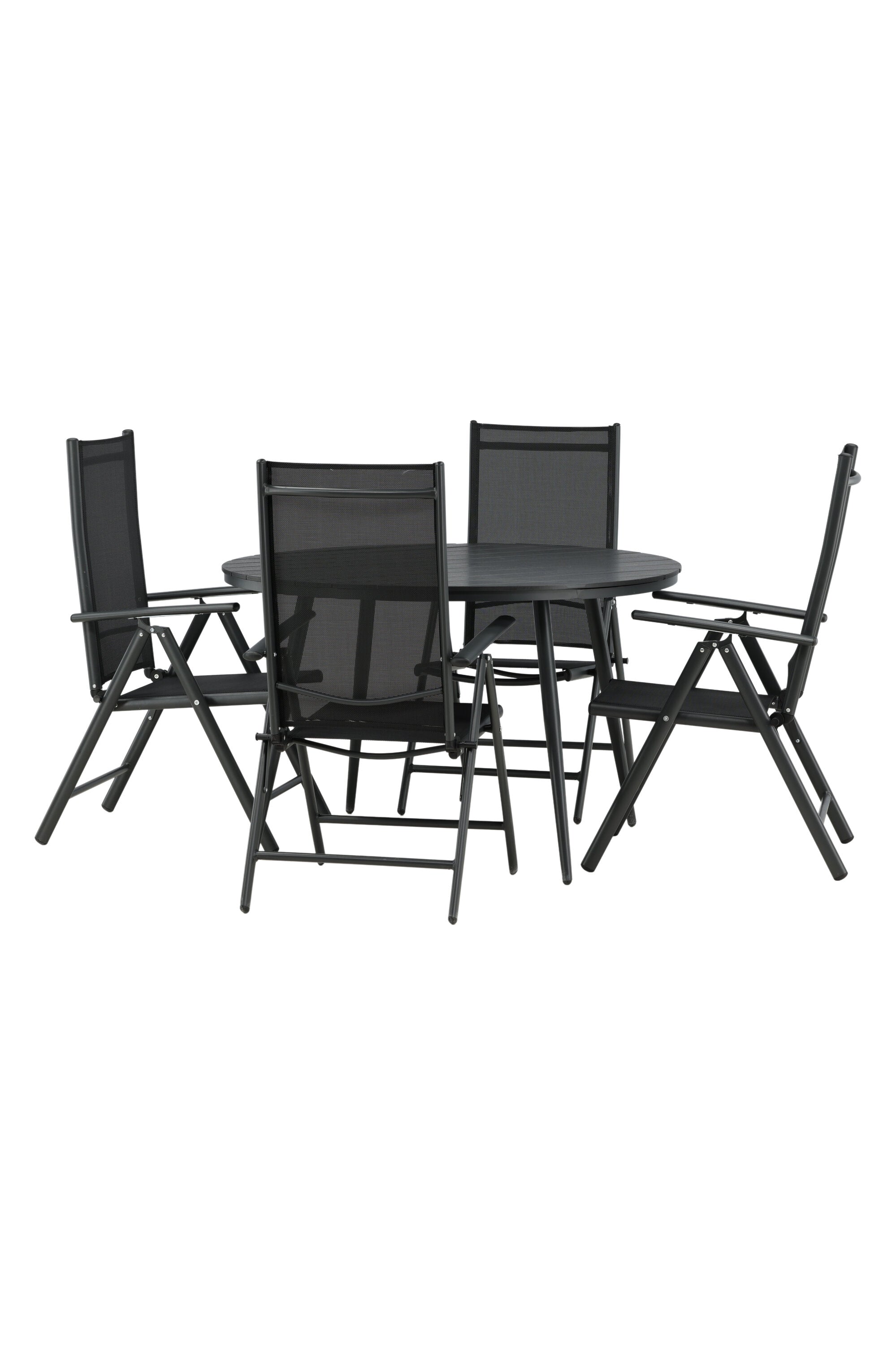 Break Outdoor-Tischset ⌀120cm/4St. in Schwarz präsentiert im Onlineshop von KAQTU Design AG. Gartentischset ist von Venture Home