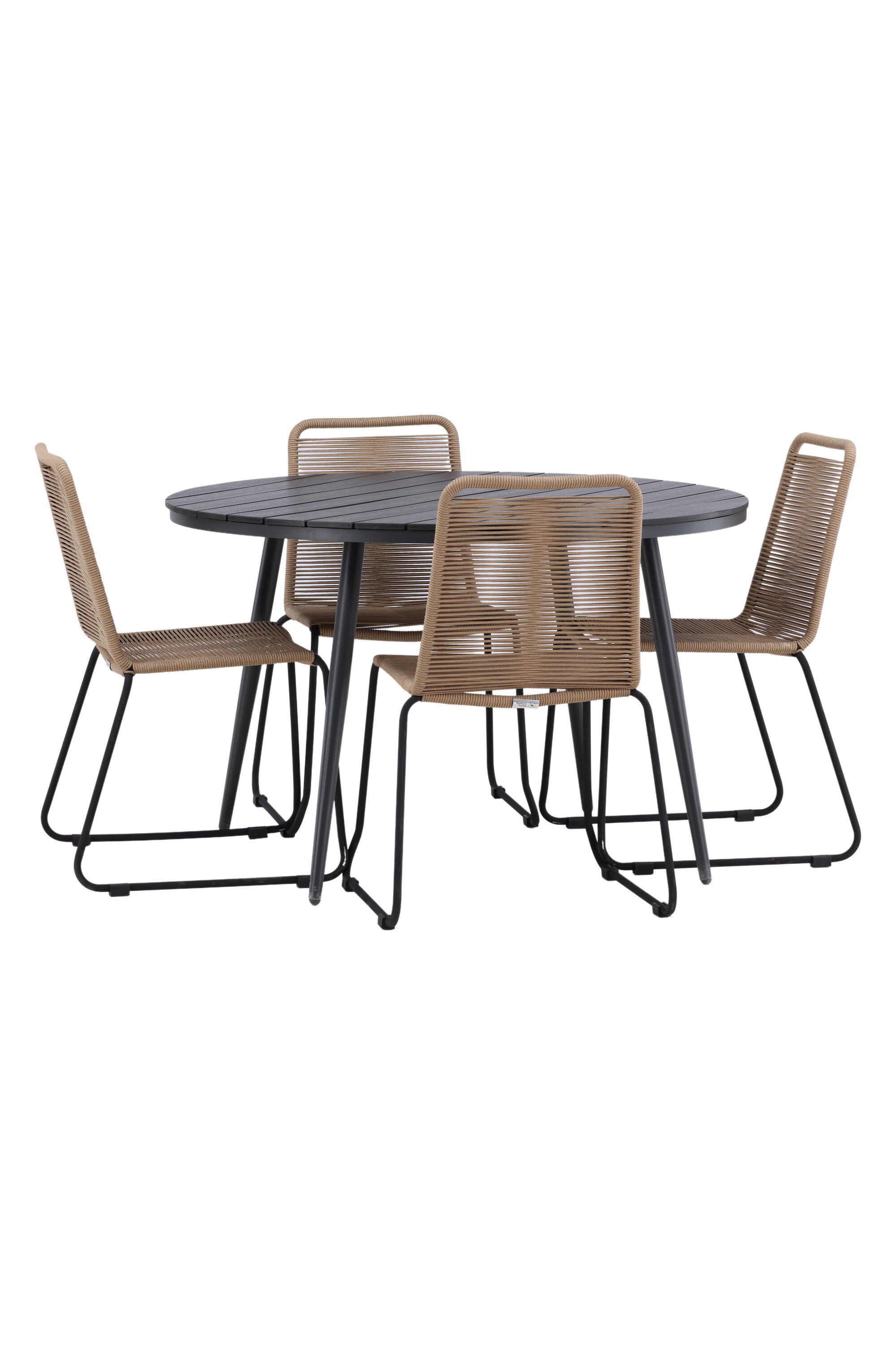 Break Outdoor-Tischset + Lindos Stack ⌀120cm/4St. in Schwarz / Schwarz präsentiert im Onlineshop von KAQTU Design AG. Gartentischset ist von Venture Home
