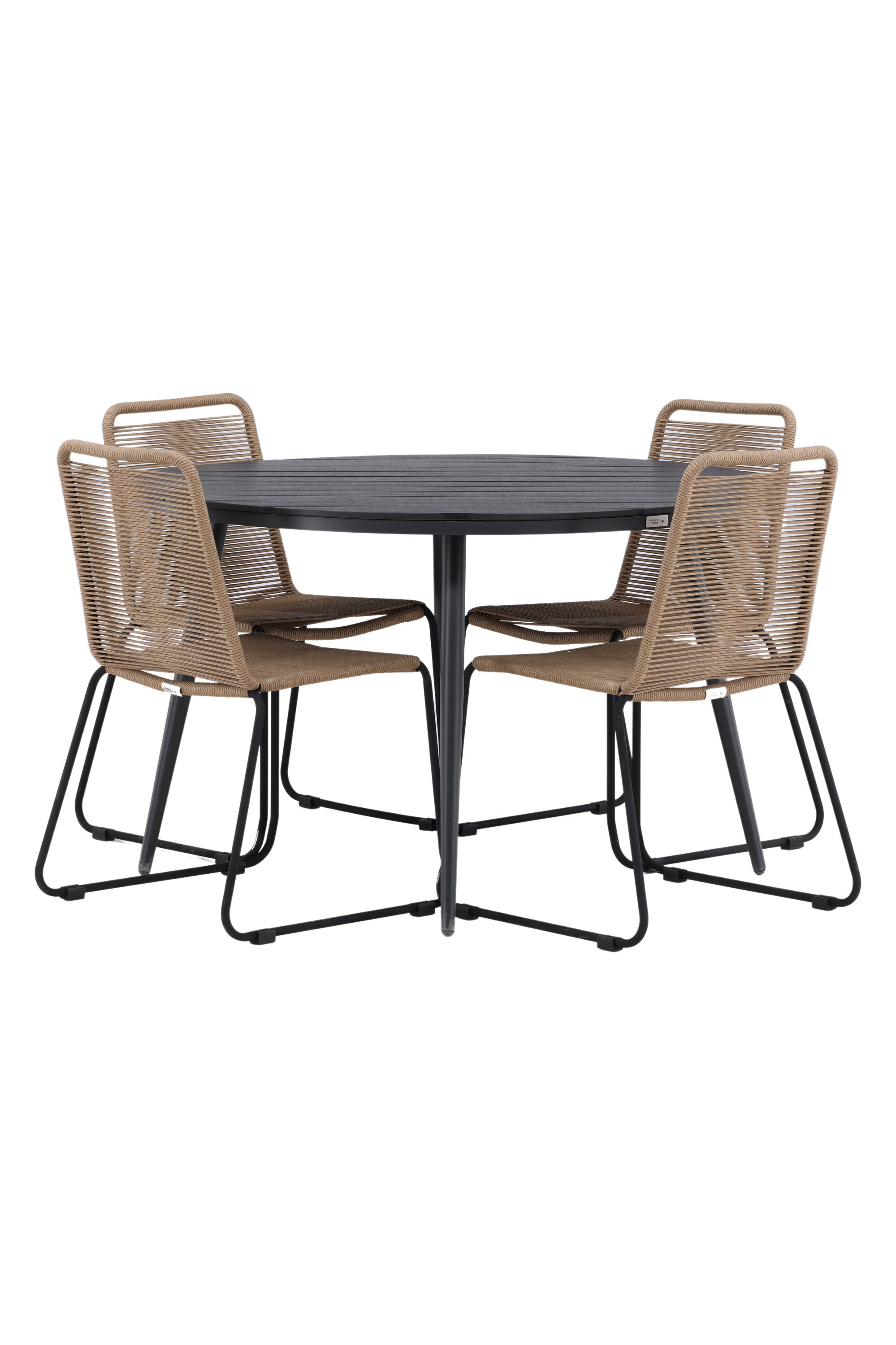 Break Outdoor-Tischset + Lindos Stack ⌀120cm/4St. in Schwarz / Schwarz präsentiert im Onlineshop von KAQTU Design AG. Gartentischset ist von Venture Home