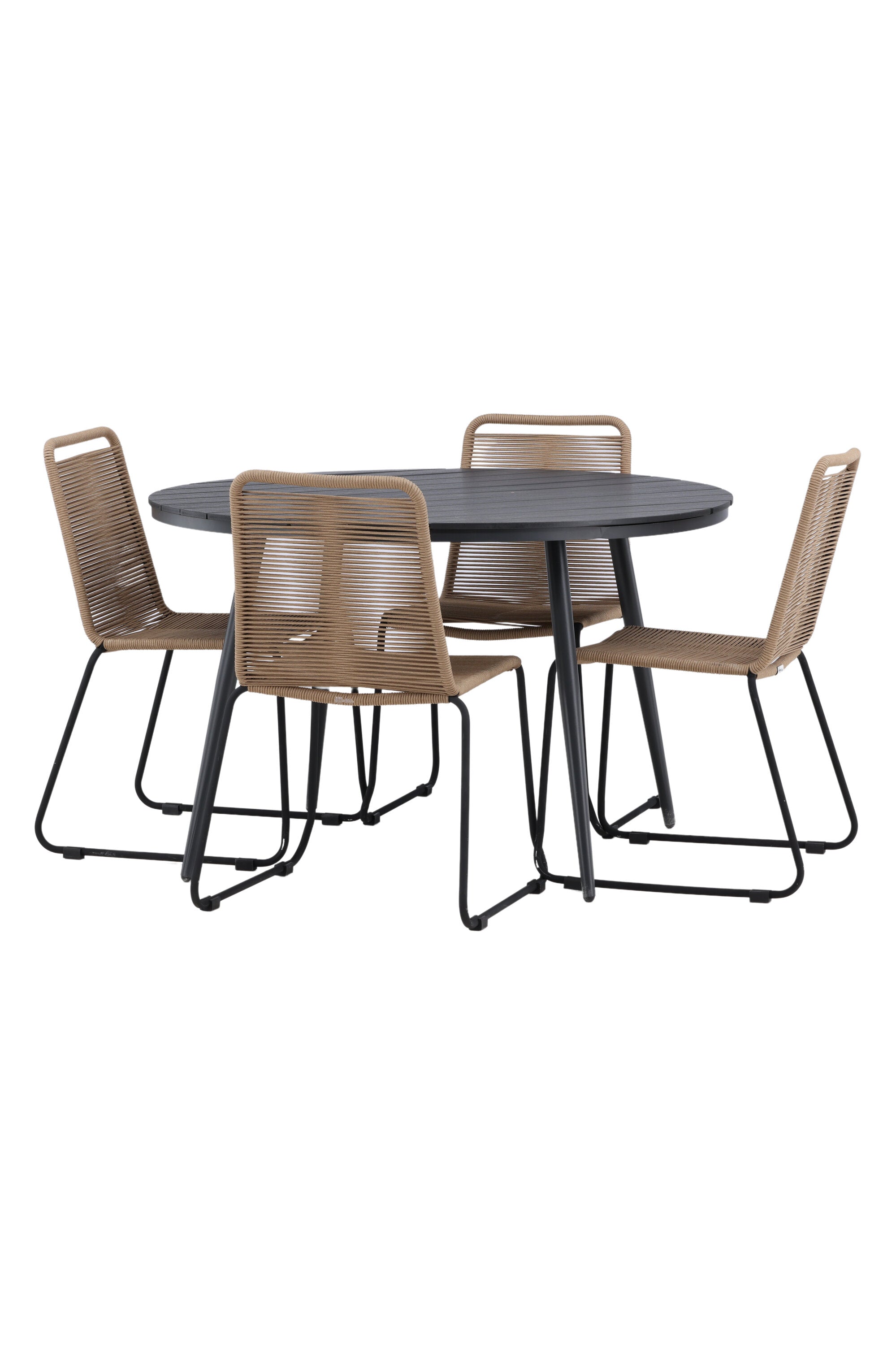 Break Outdoor-Tischset + Lindos Stack ⌀120cm/4St. in Schwarz / Schwarz präsentiert im Onlineshop von KAQTU Design AG. Gartentischset ist von Venture Home
