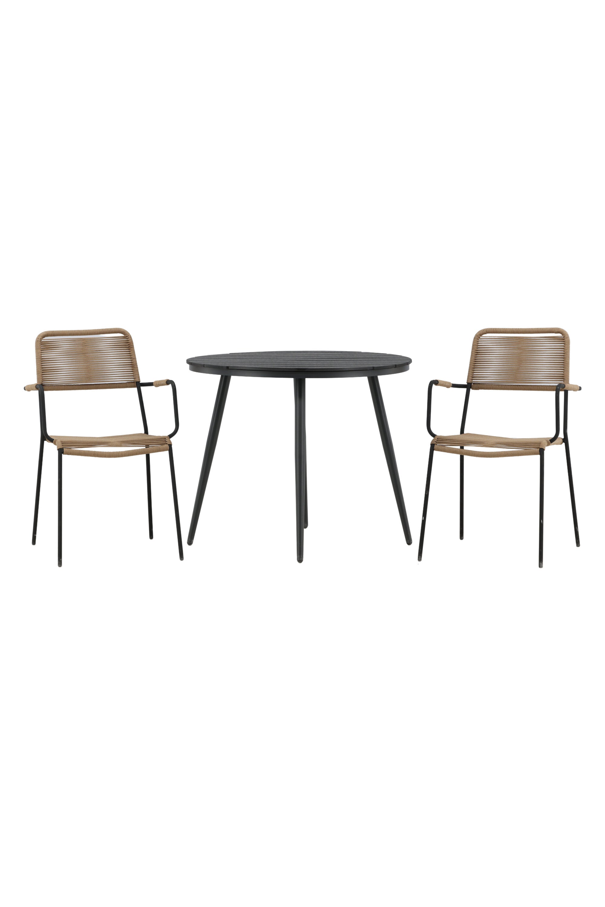 Break Outdoor-Tischset + Lindos Arm ⌀90cm/2St. in Schwarz / Latte präsentiert im Onlineshop von KAQTU Design AG. Gartentischset ist von Venture Home