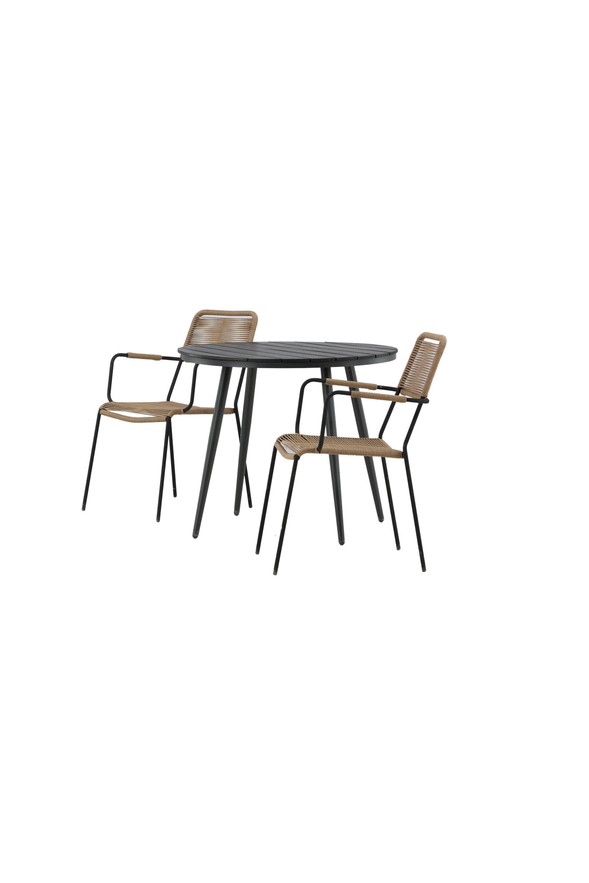 Break Outdoor-Tischset + Lindos Arm ⌀90cm/2St. in Schwarz / Latte präsentiert im Onlineshop von KAQTU Design AG. Gartentischset ist von Venture Home