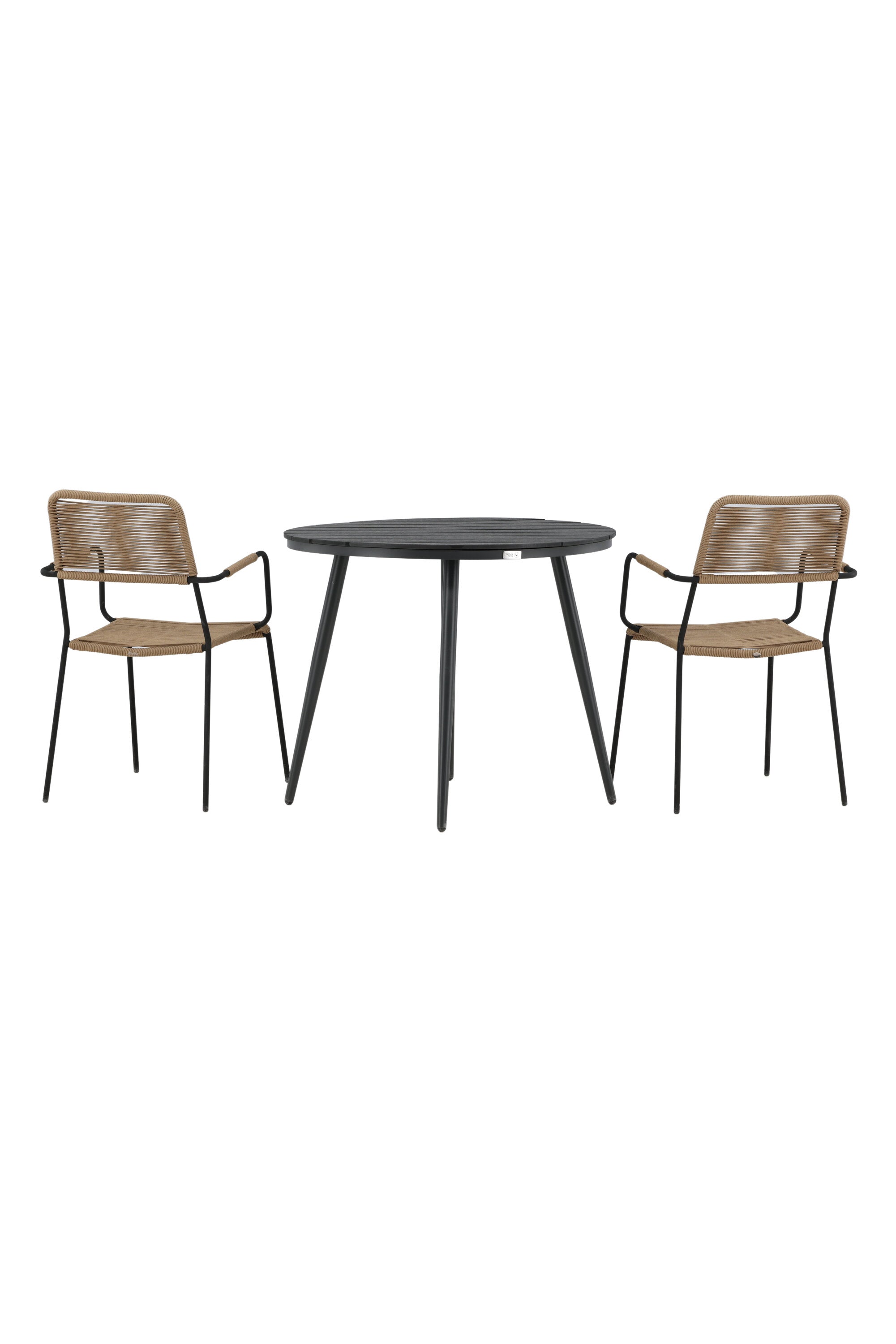 Break Outdoor-Tischset + Lindos Arm ⌀90cm/2St. in Schwarz / Latte präsentiert im Onlineshop von KAQTU Design AG. Gartentischset ist von Venture Home