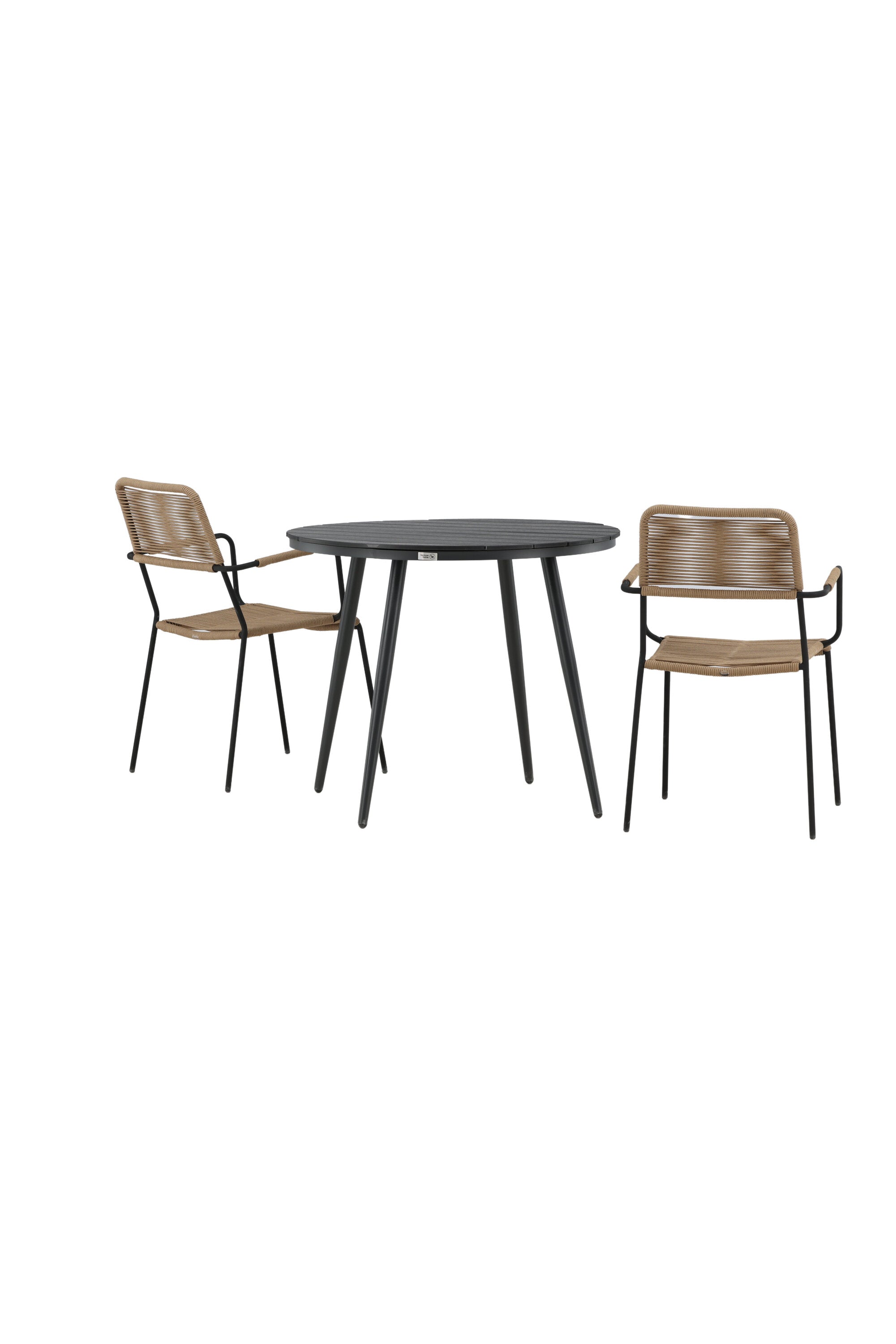 Break Outdoor-Tischset + Lindos Arm ⌀90cm/2St. in Schwarz / Latte präsentiert im Onlineshop von KAQTU Design AG. Gartentischset ist von Venture Home