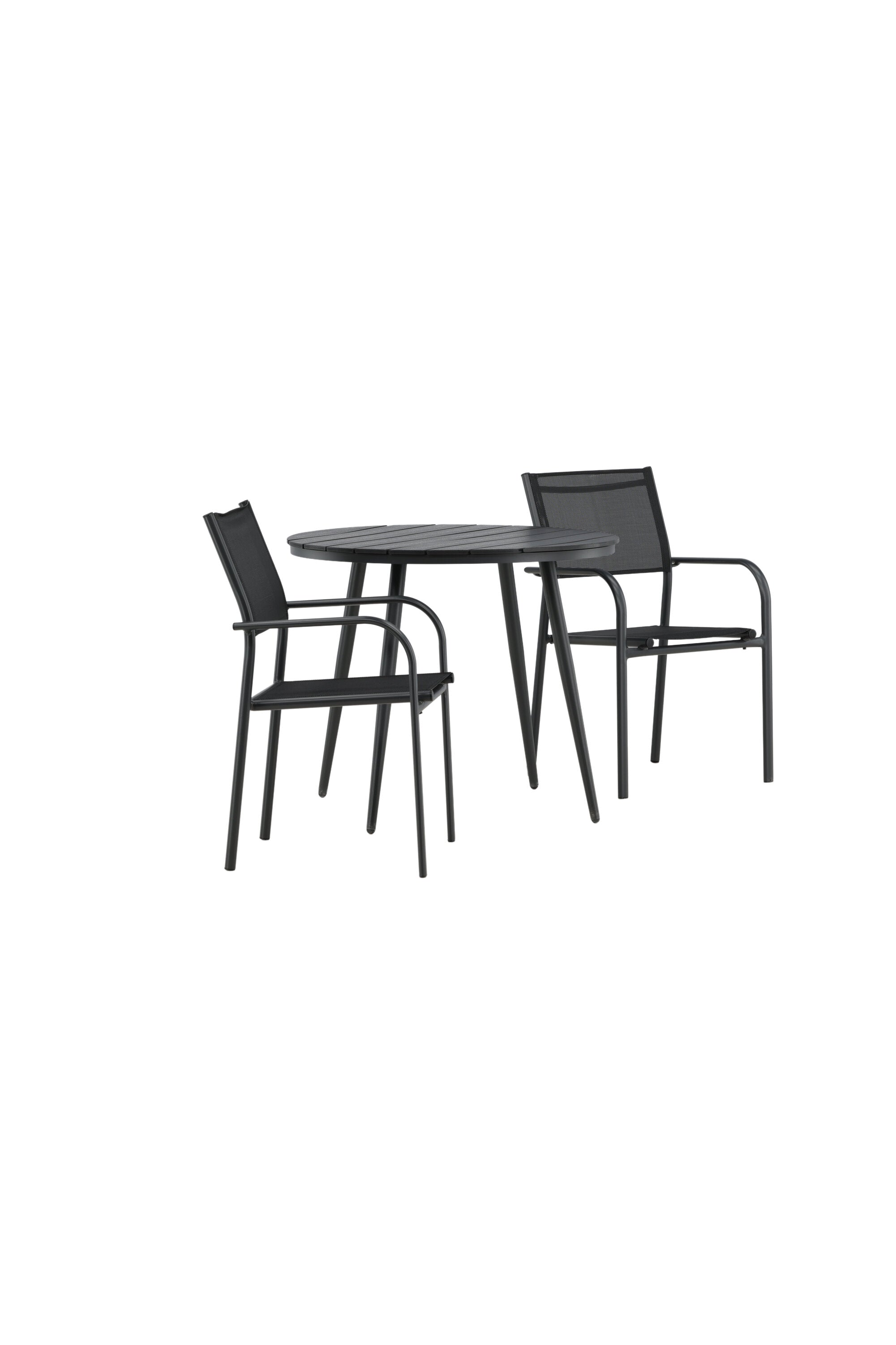 Break Outdoor-Tischset + Santorini ⌀90cm/2St. in Schwarz präsentiert im Onlineshop von KAQTU Design AG. Gartentischset ist von Venture Home